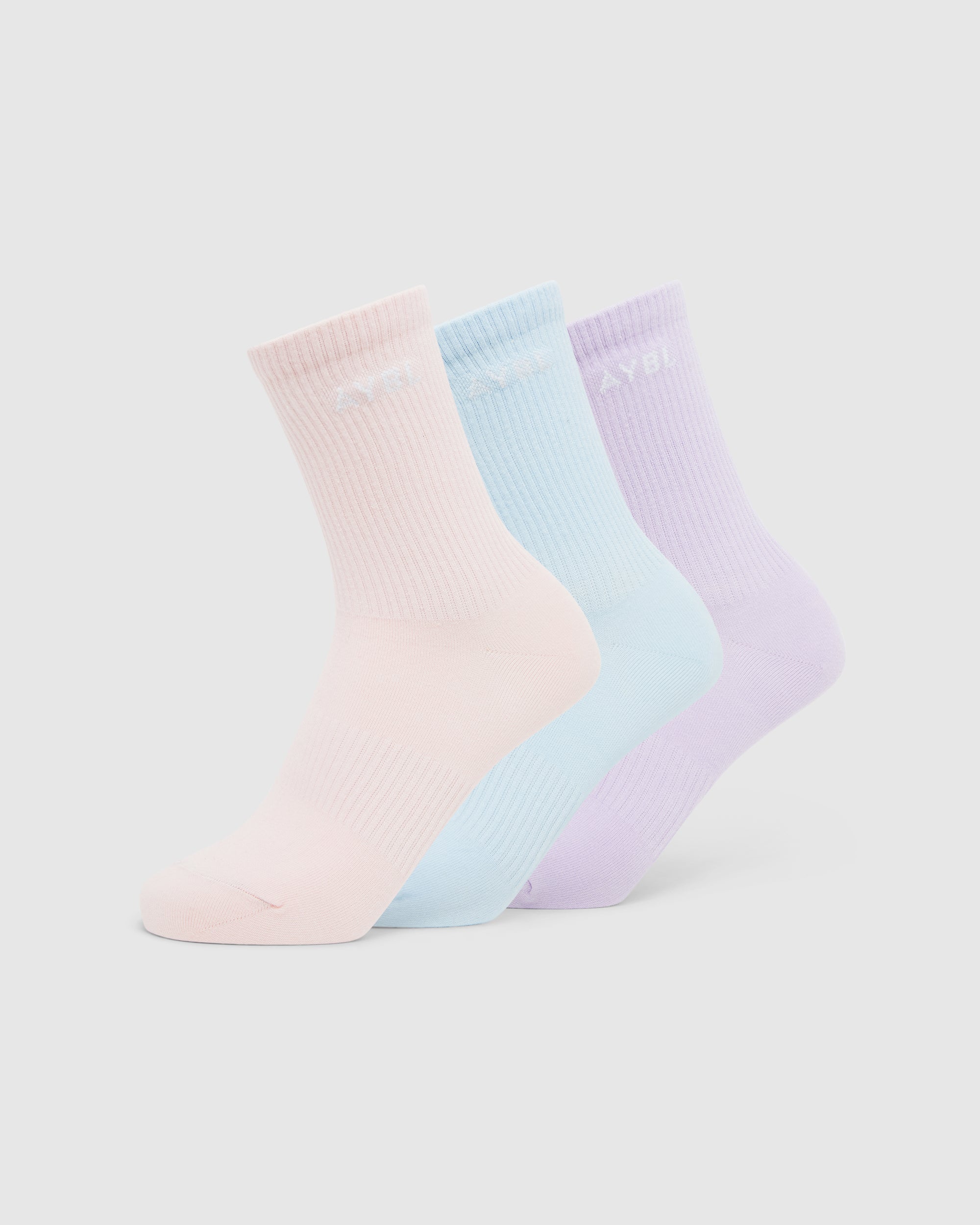 Calcetines de Cuello Diarios (3 Unidades) - Azul/Morado/Rosa