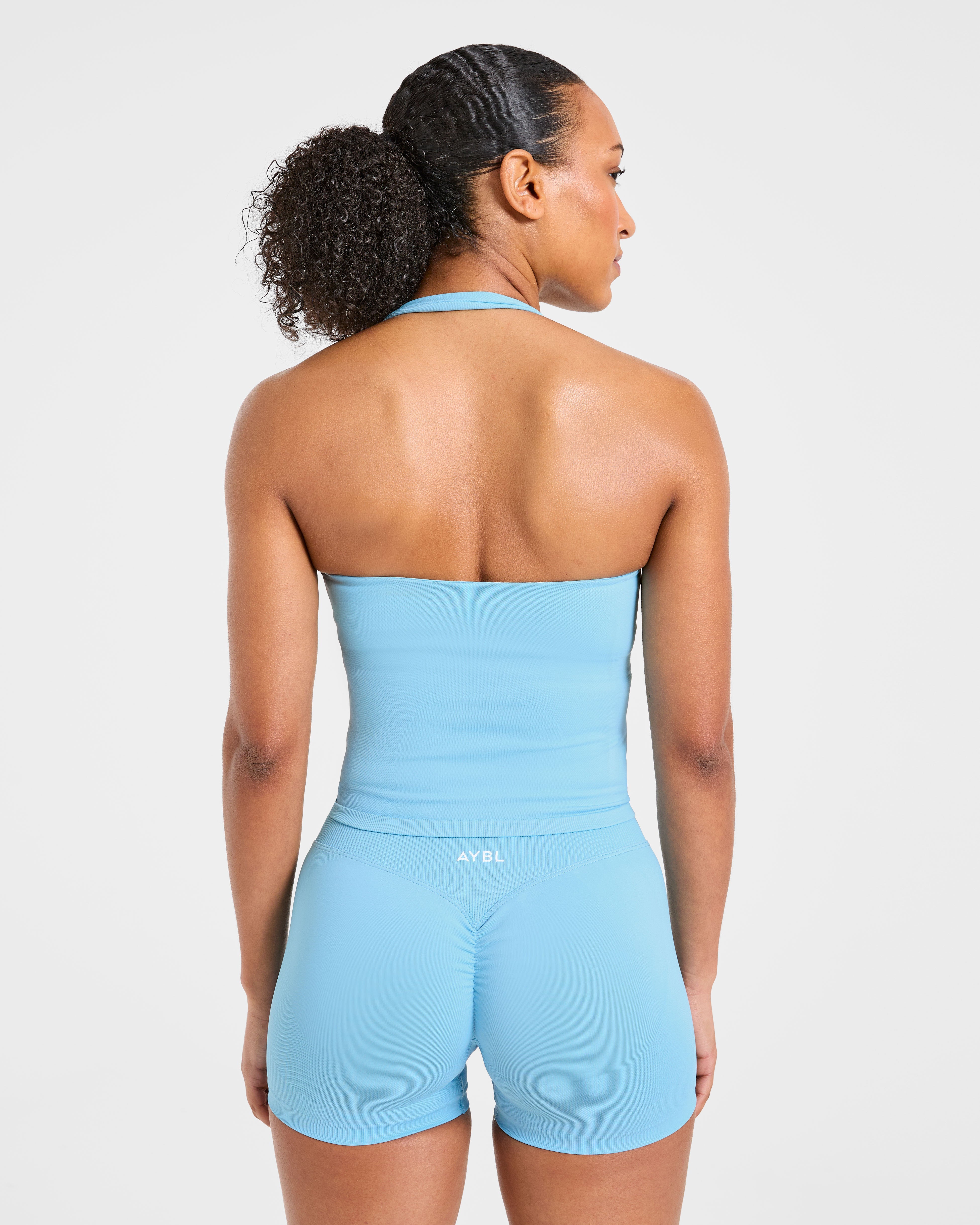 Mejora el top sin costuras tipo halter - Azul polvo