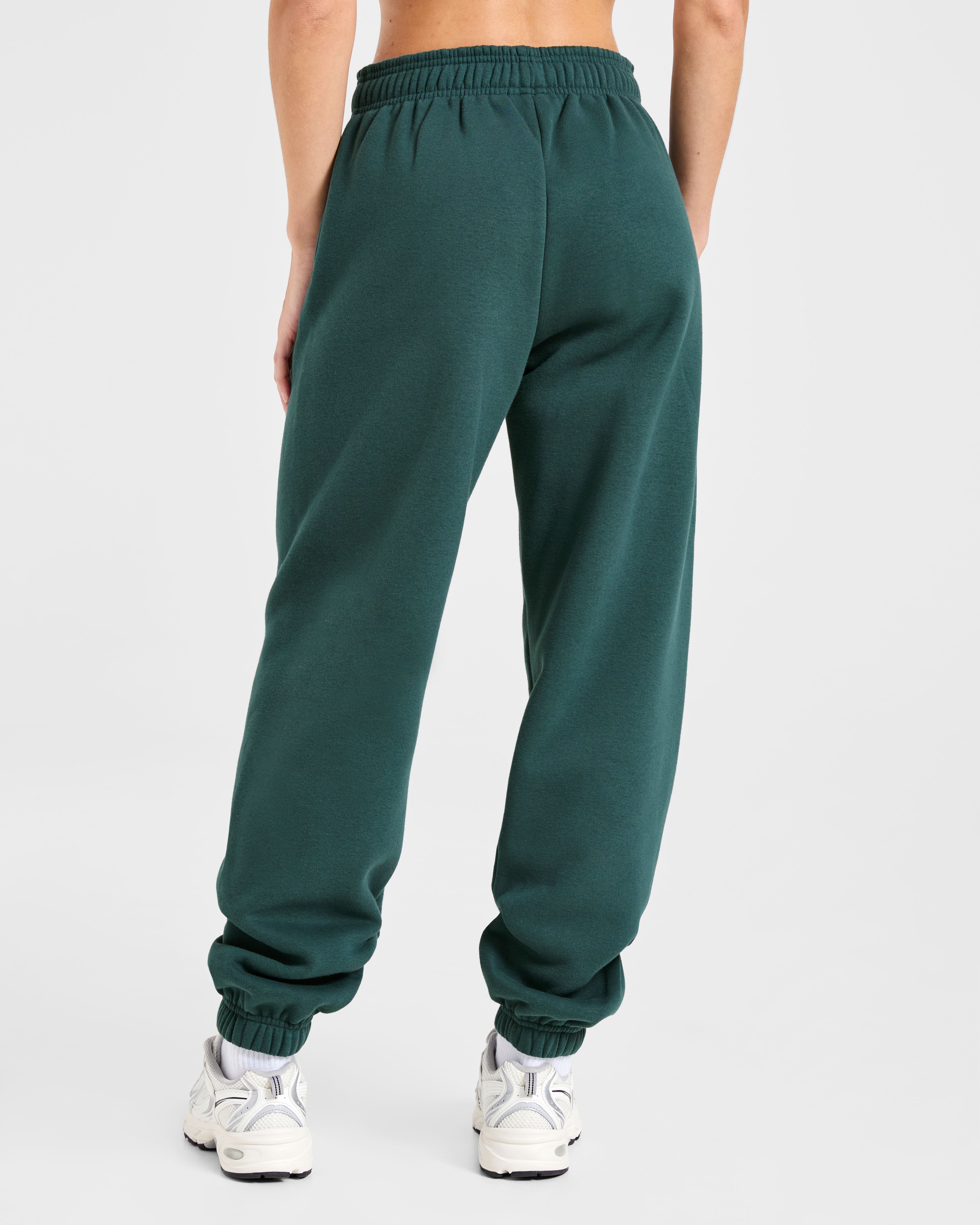 Pantalones Jogger Clásicos de Felpa Amplios - Verde Pino