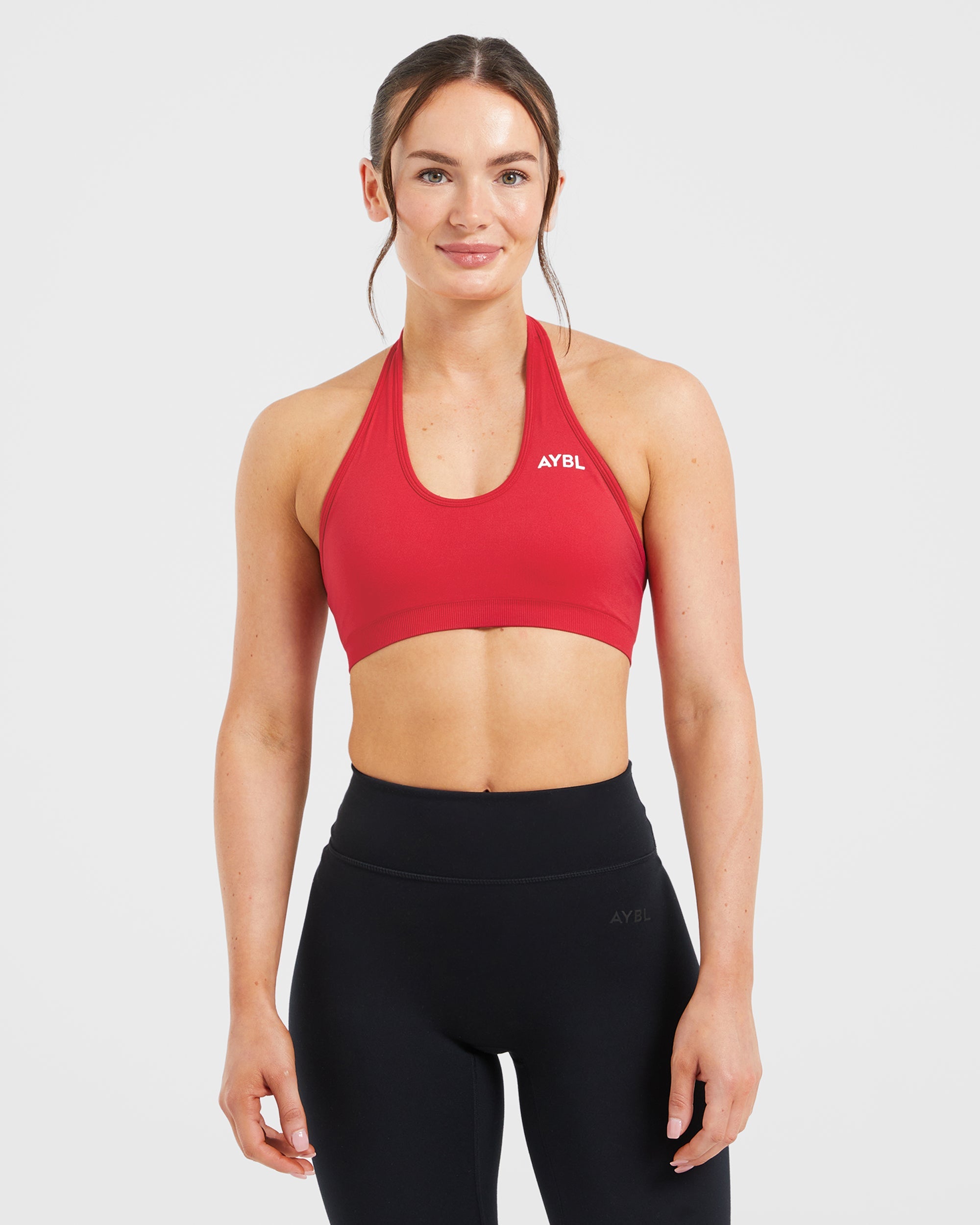 Sports Bra Sin Costuras Essential con Cuello Halter - Rojo