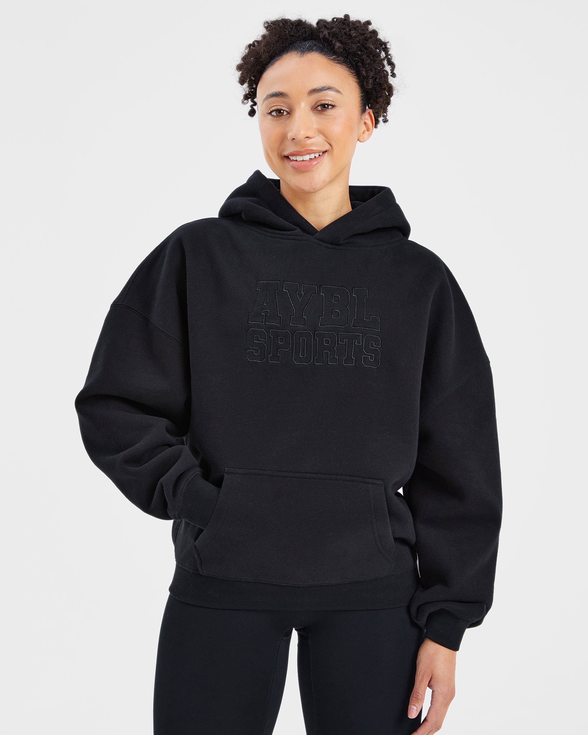 Sudadera Oversized con Contorno Deportivo - Negro