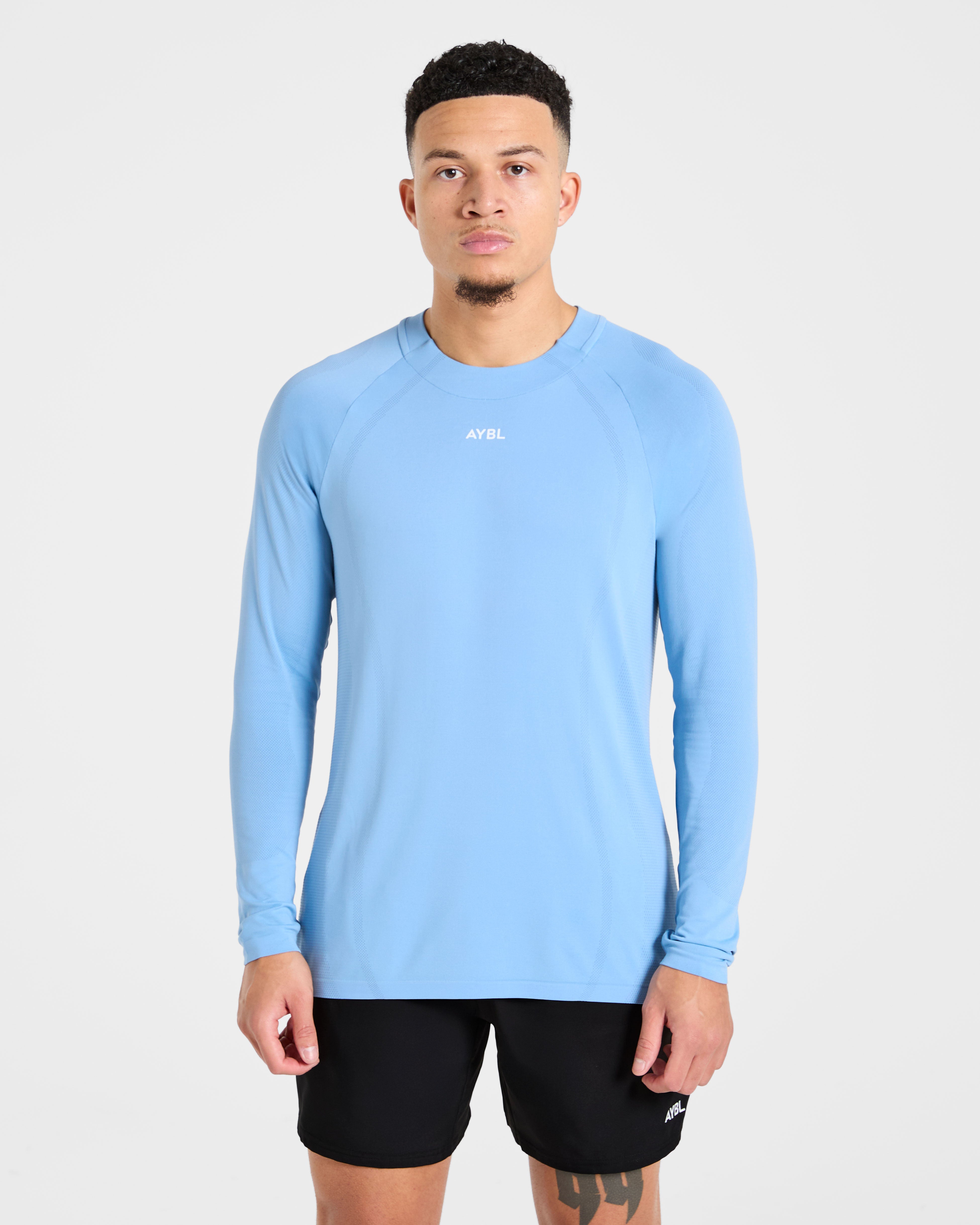 Camiseta de Manga Larga Sin Costuras Attain - Azul Deportivo