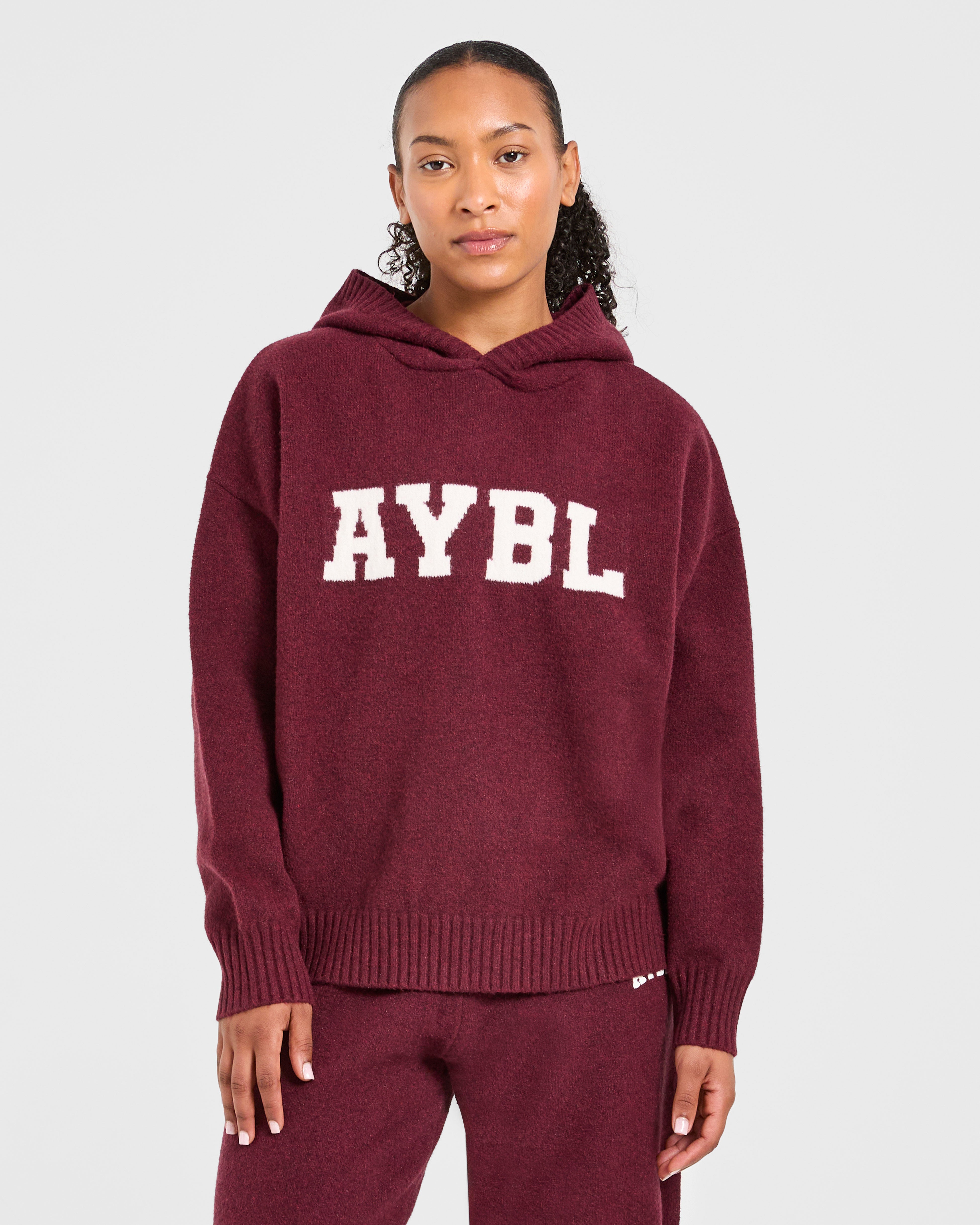 Sudadera Oversized de Punto Varsity - Burdeos
