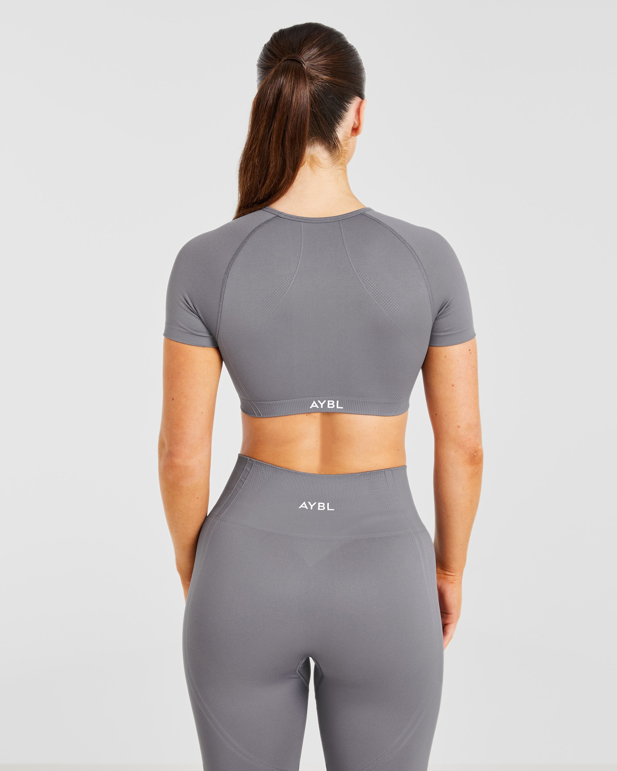 Crop Top Sin Costuras Balance V3 - Gris Carbón