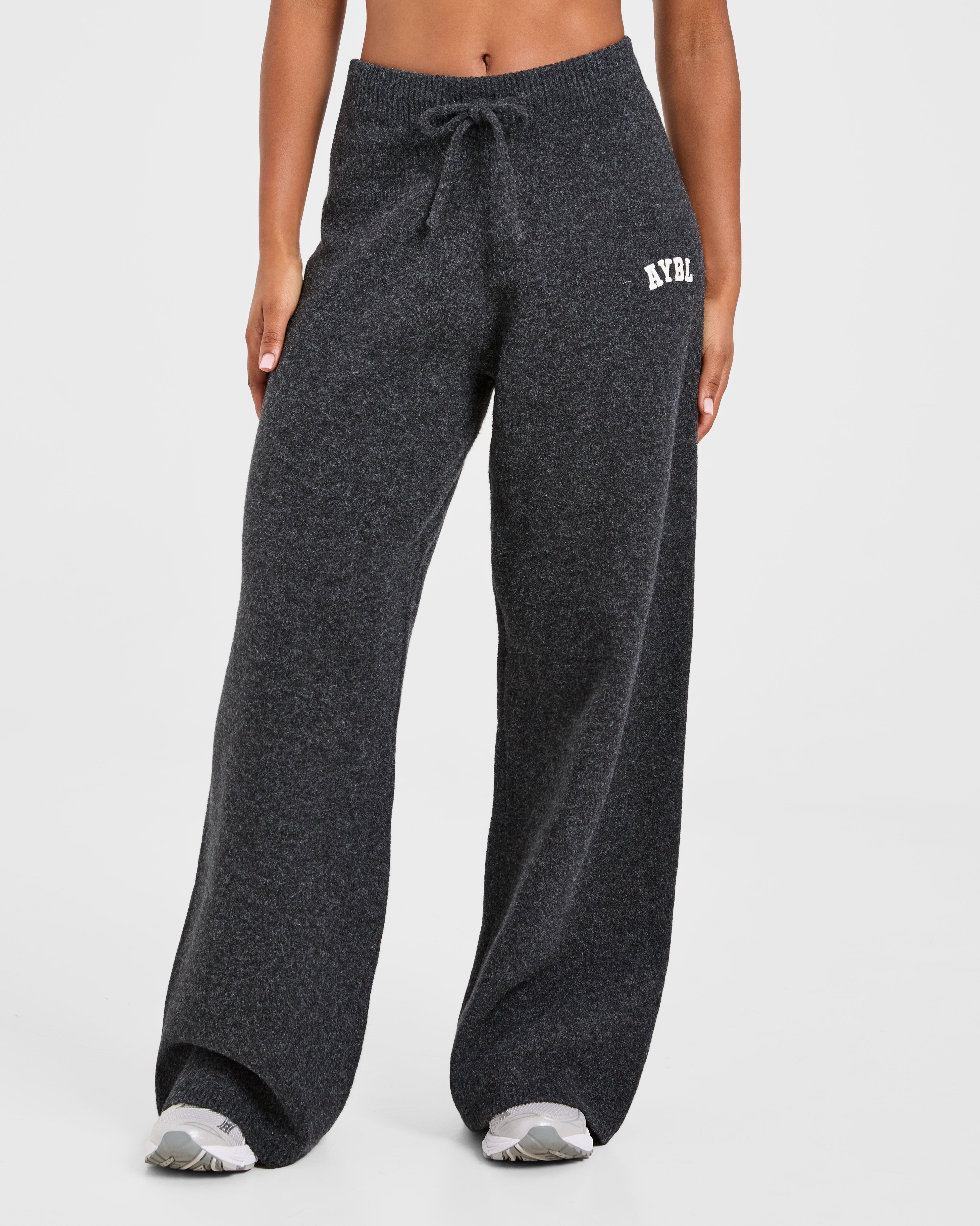 Pantalones Jogger de Punto Oversized Varsity - Gris Oscuro