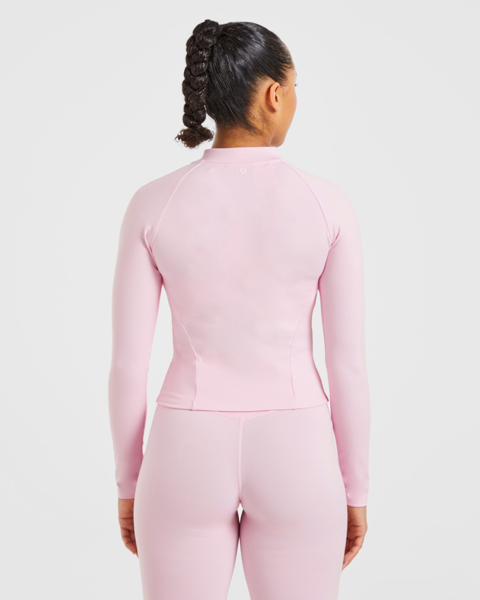 Chaqueta de Cremallera Estilo Básico - Rosa Pastel