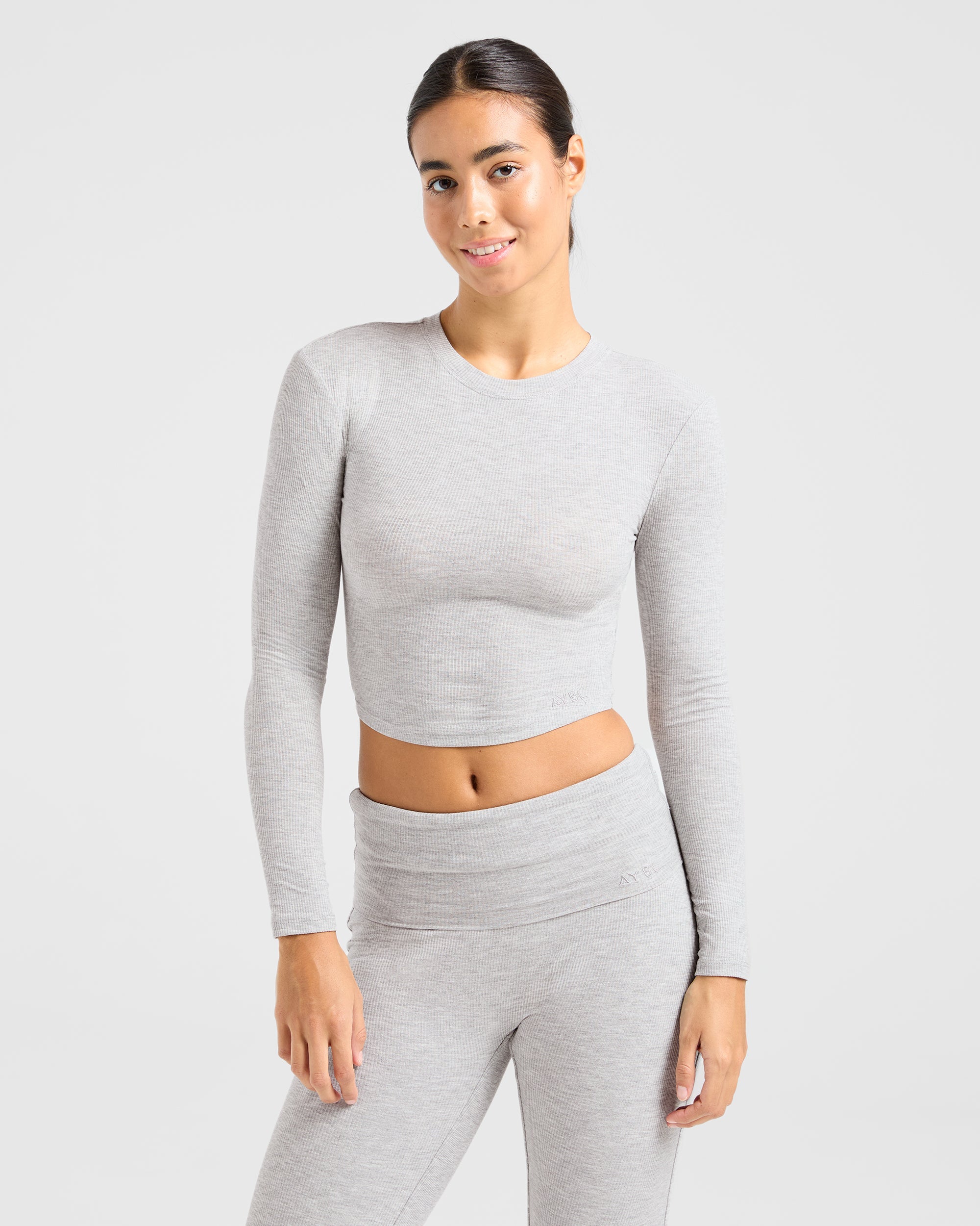 Camiseta de Manga Larga con Ribete para Salir - Gris Marfil