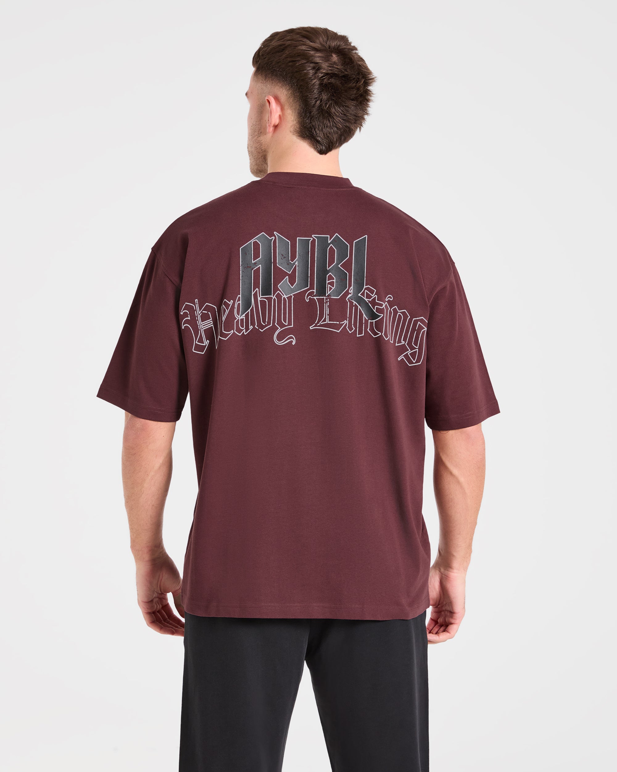 Camiseta Oversized Gótica para Levantamiento Pesado - Plumón Polvo/Negro