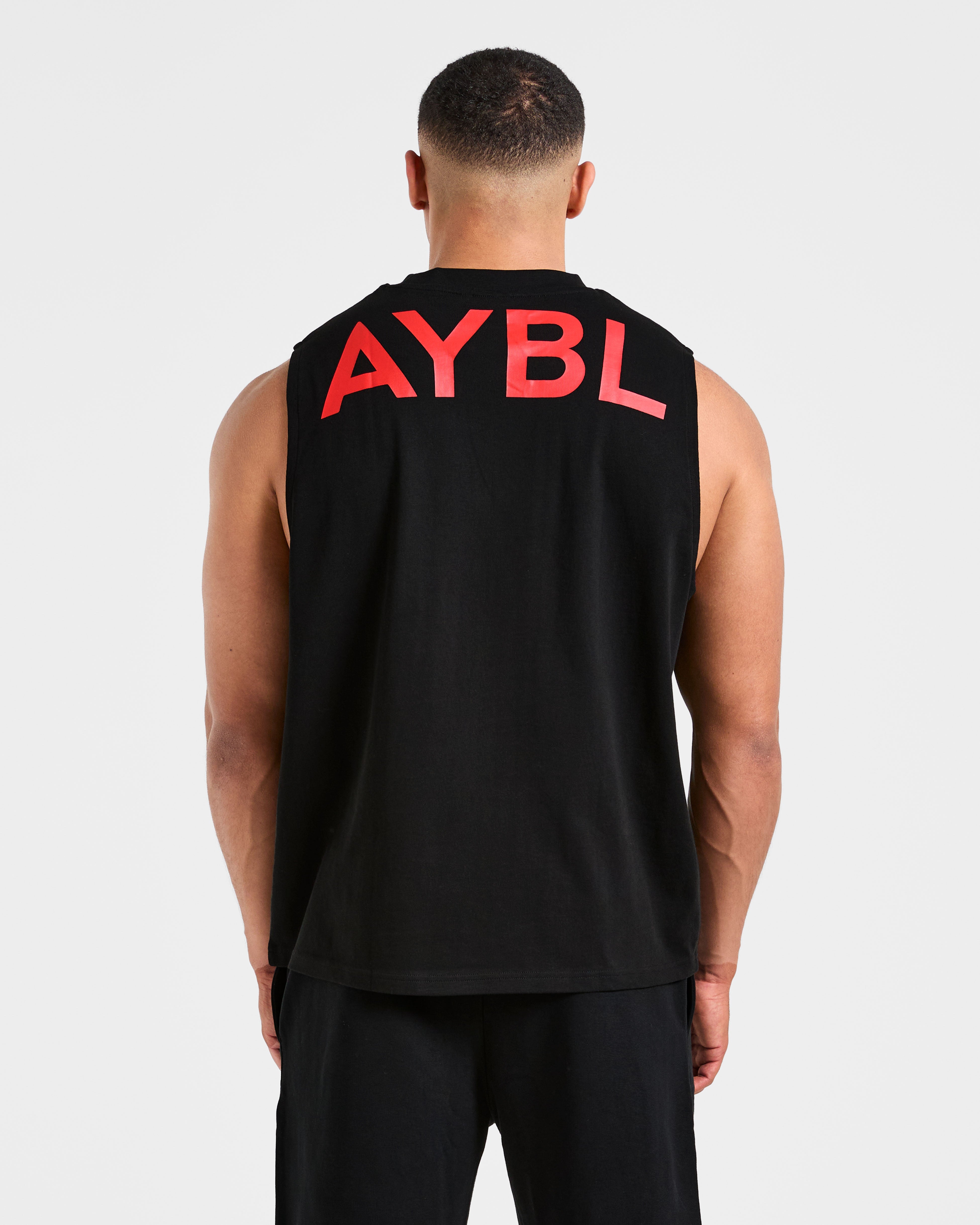 Essential Oversized Graphic Tank - Negro/Rojo