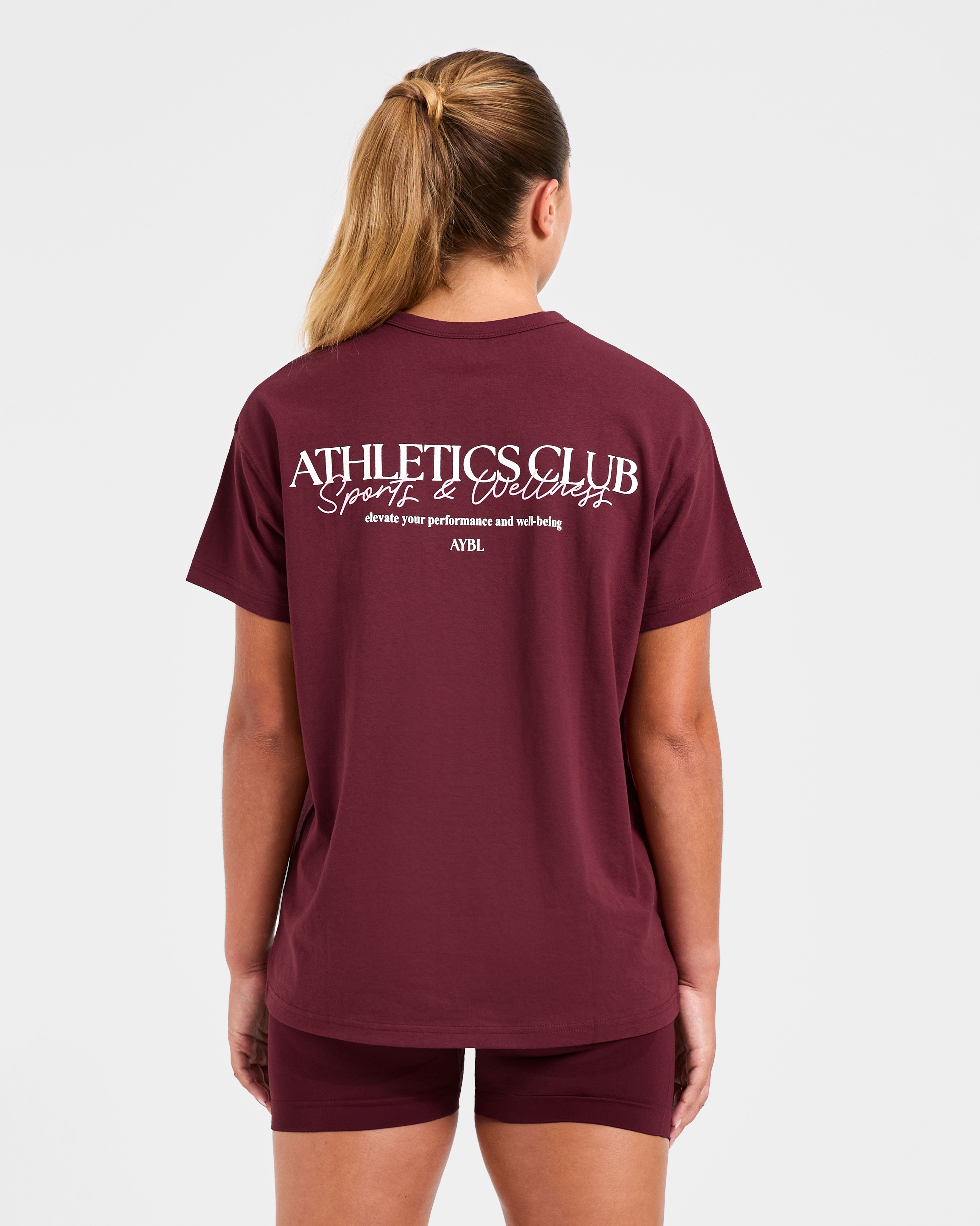 Camiseta Oversized del Club de Atletismo - Rojo Vino/Rosa