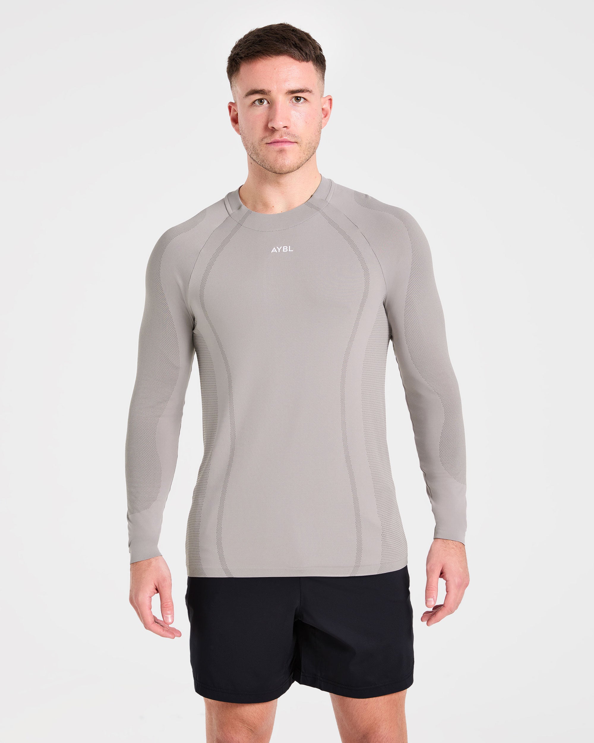 Attain Camiseta de Manga Larga Sin Costuras - Woodland Fog