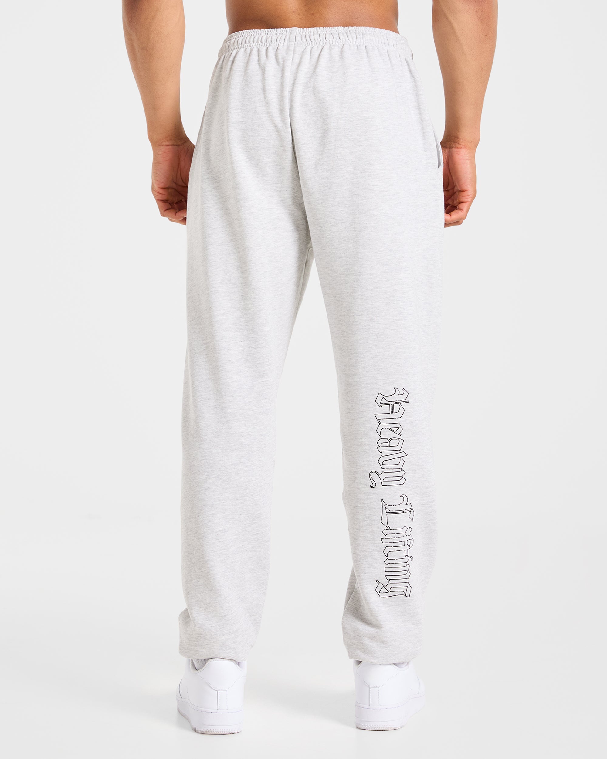 Pantalones Jogger Oversized Gótico para Levantamiento de Pesas - Gris Marfil