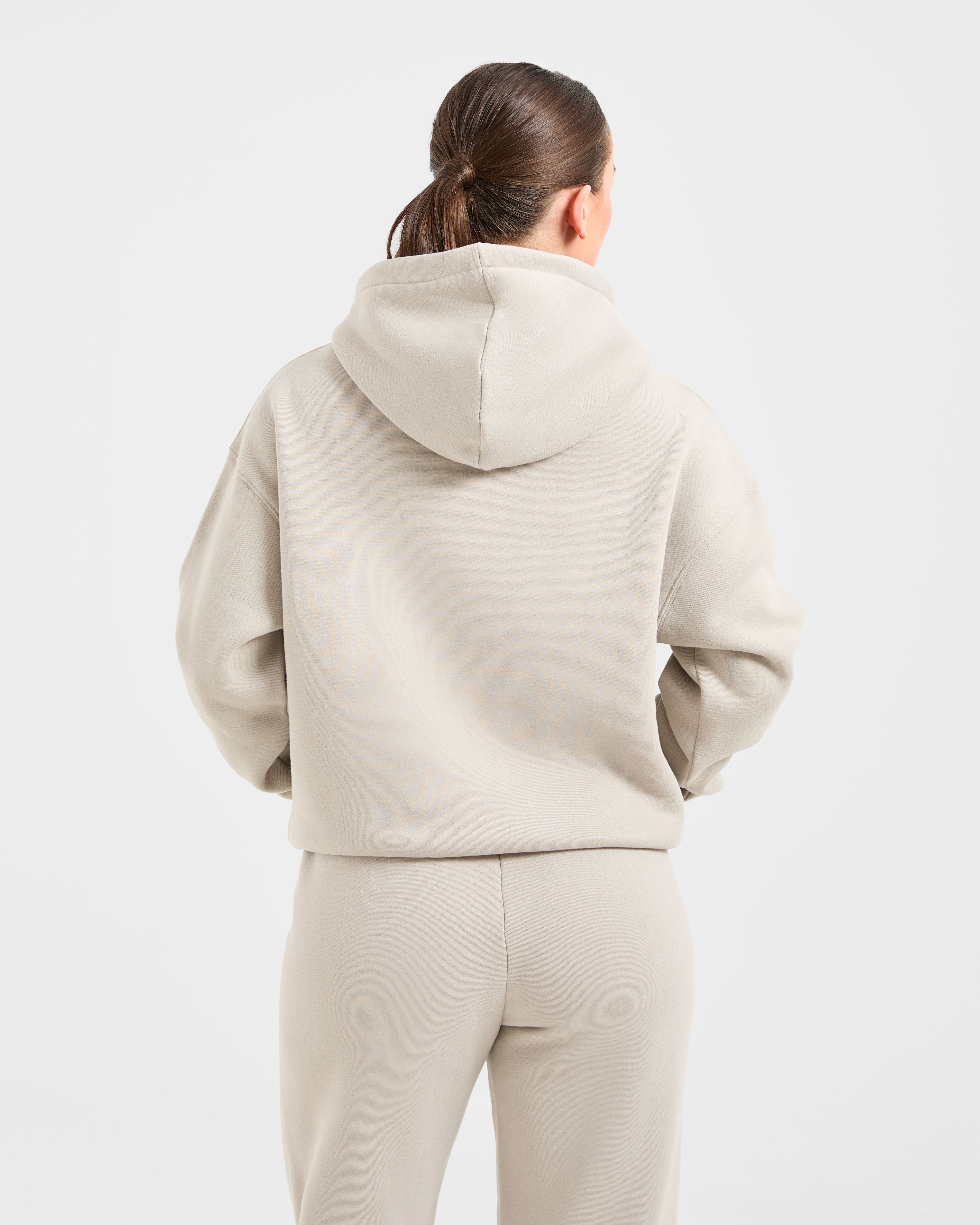 Sudadera Oversized Retró Bordada - Gris Taupe