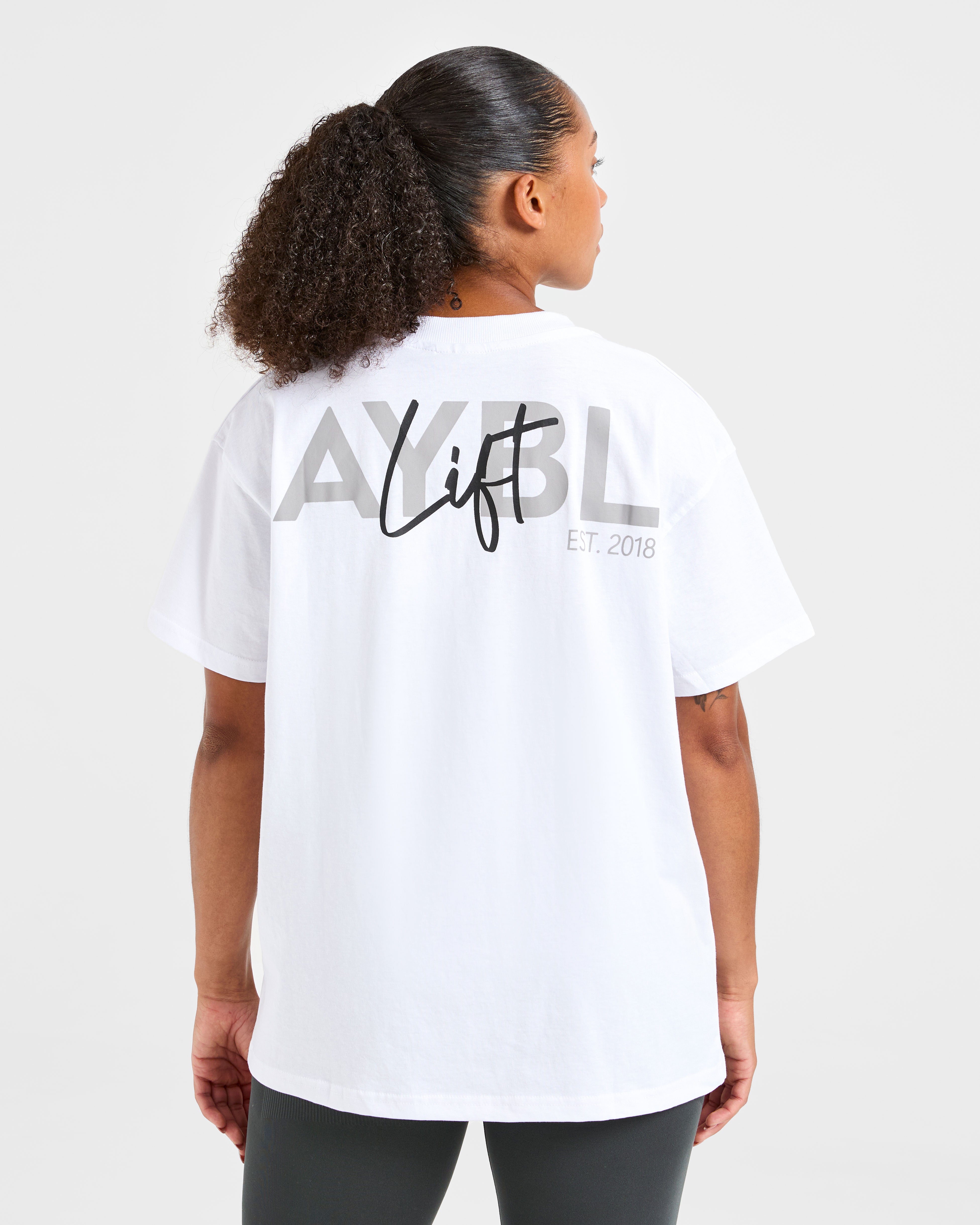 Camiseta Oversized con Gráfico Lift - Blanco