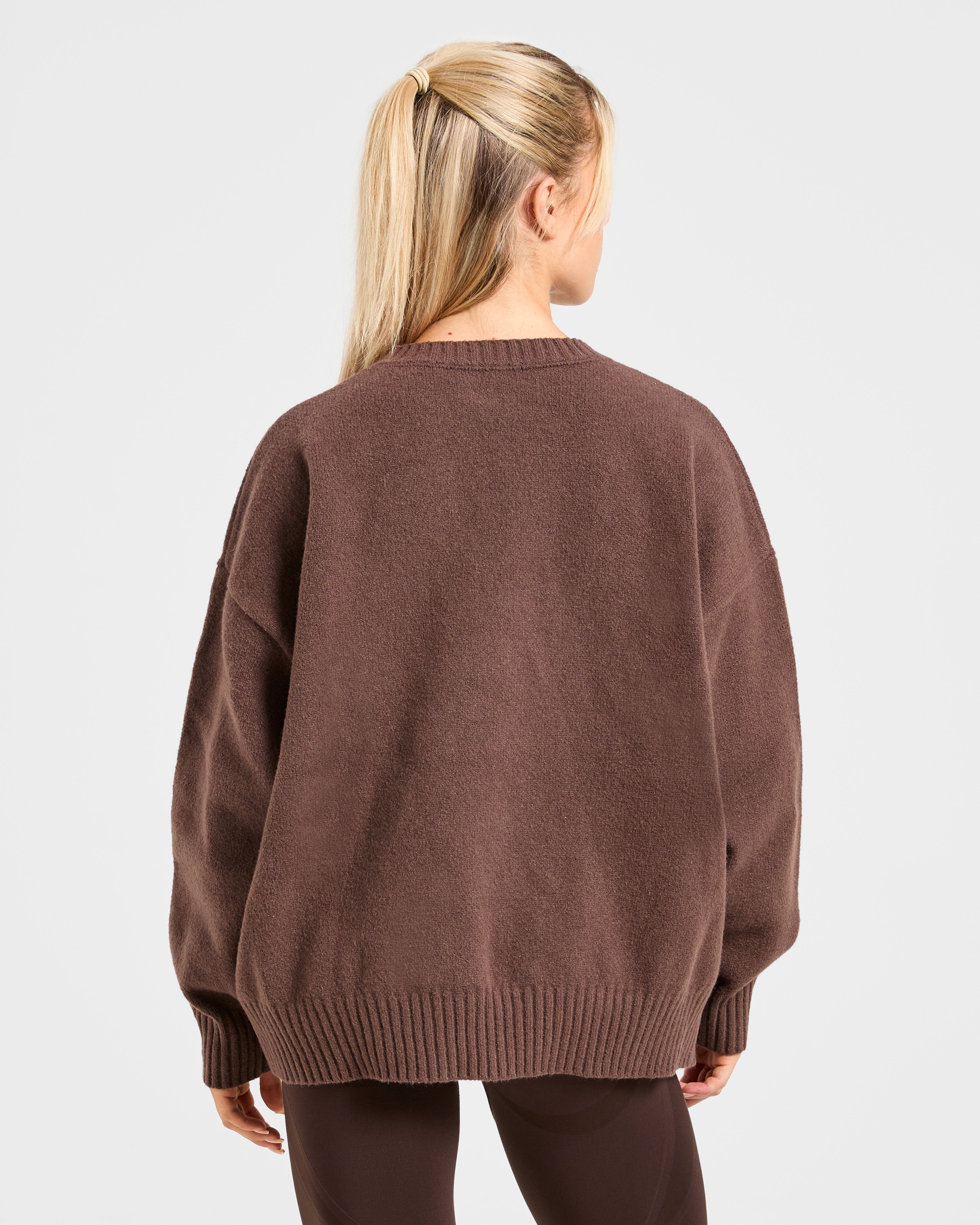 Sweater Oversized de Lana Varsity - Marrón