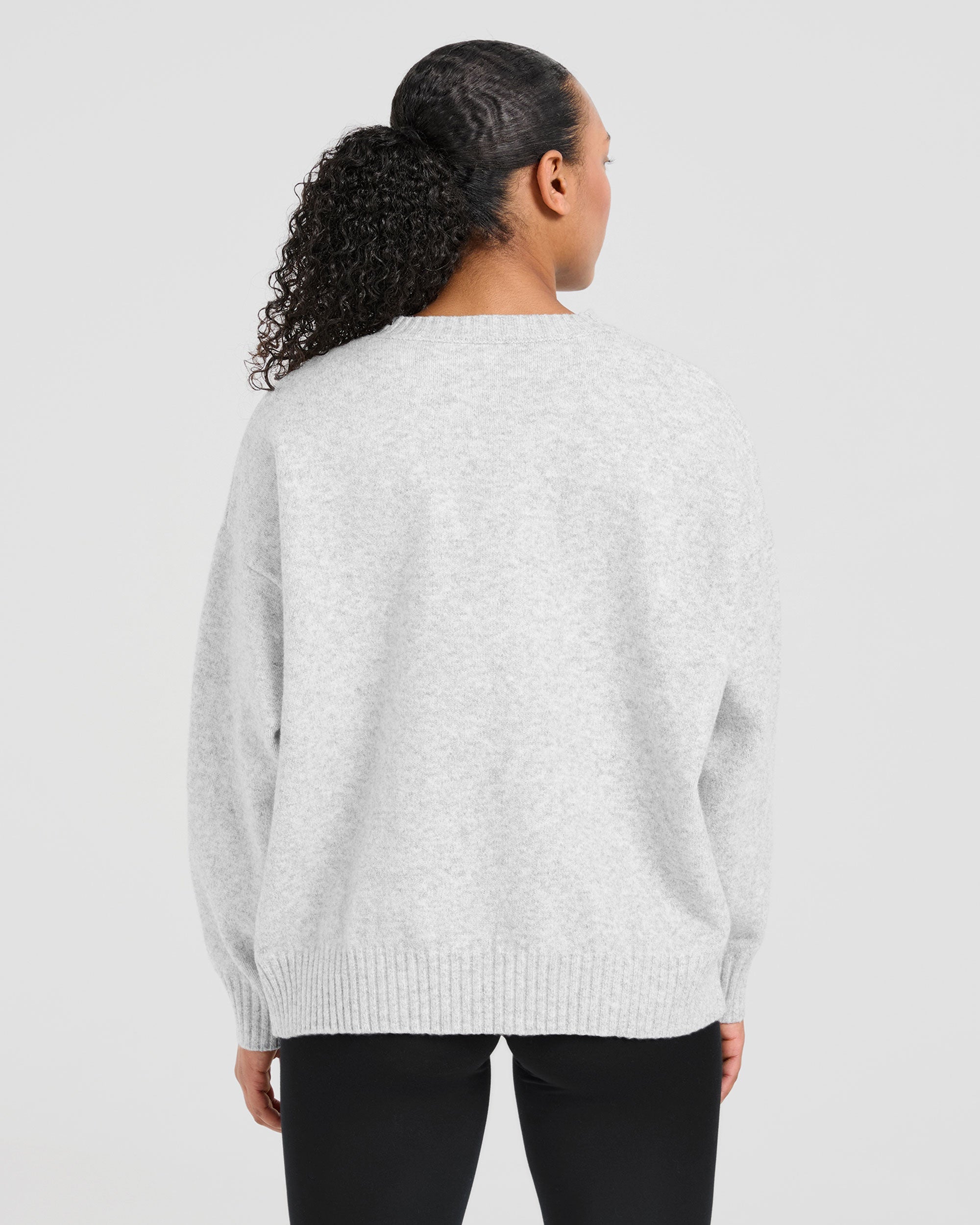 Sweater Oversized de Punto Varsity - Gris Marfil
