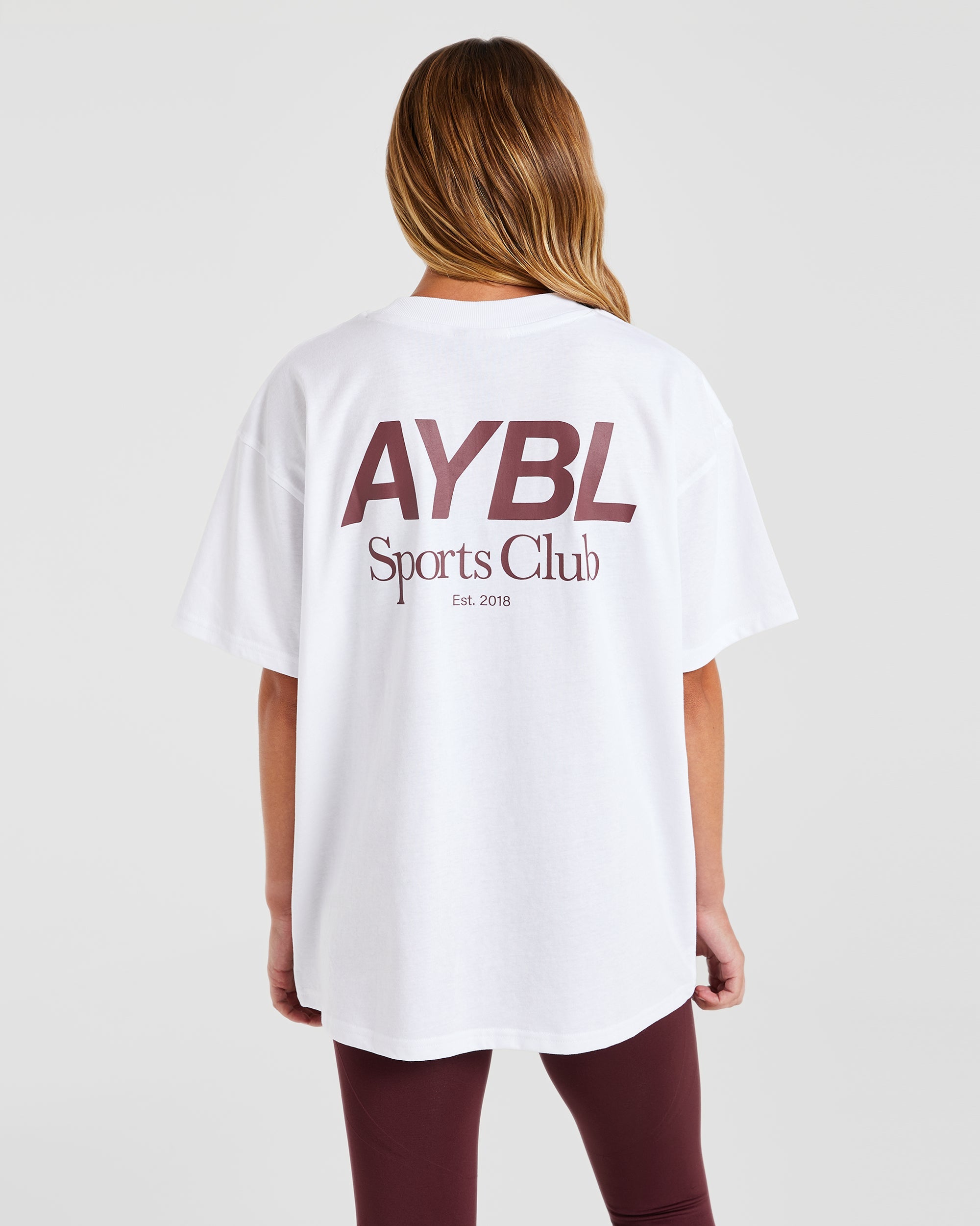 Camiseta Oversized del Club Deportivo AYBL - Blanco/Borgoña