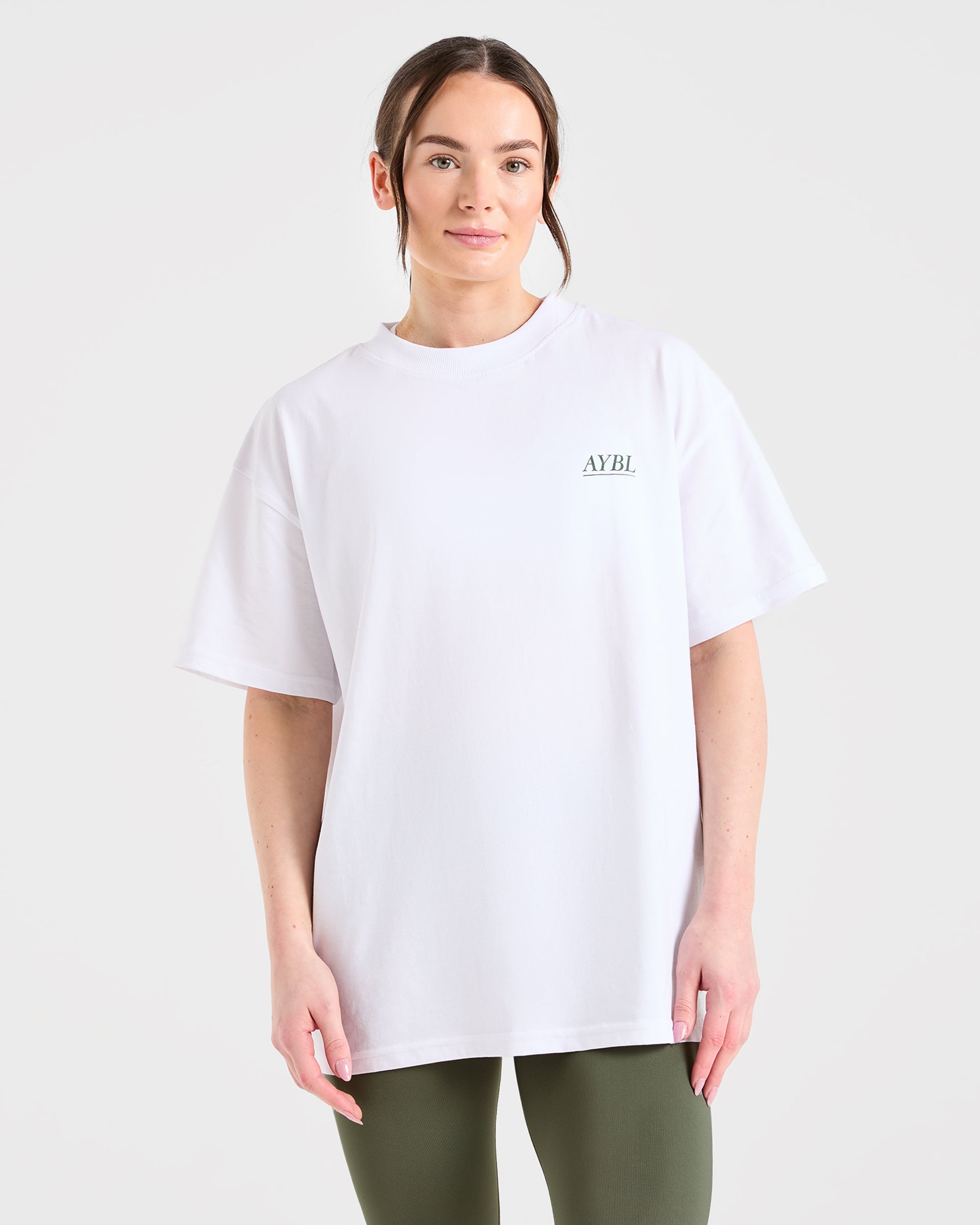 Camiseta de Ilustración de Levantamiento de Pesas - Blanco/Verde