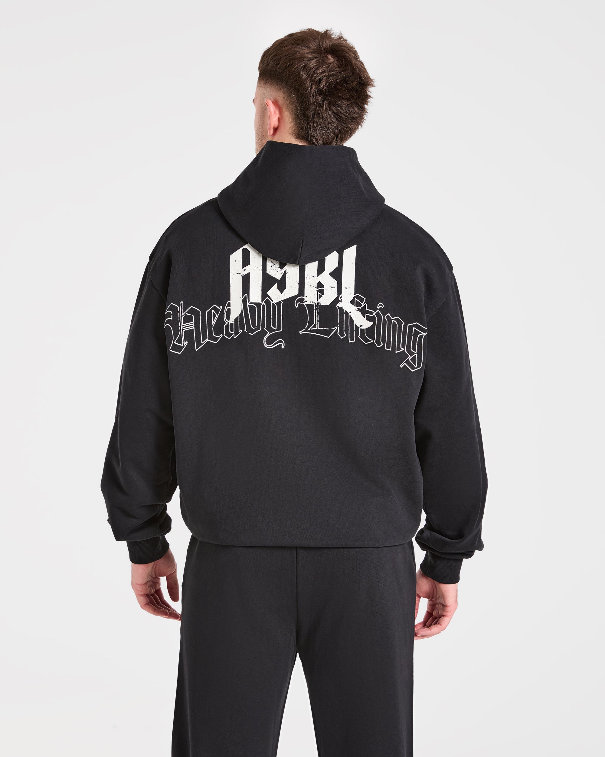 Sudadera Oversized Gótica para Levantamiento Pesado - Negro/Blanco