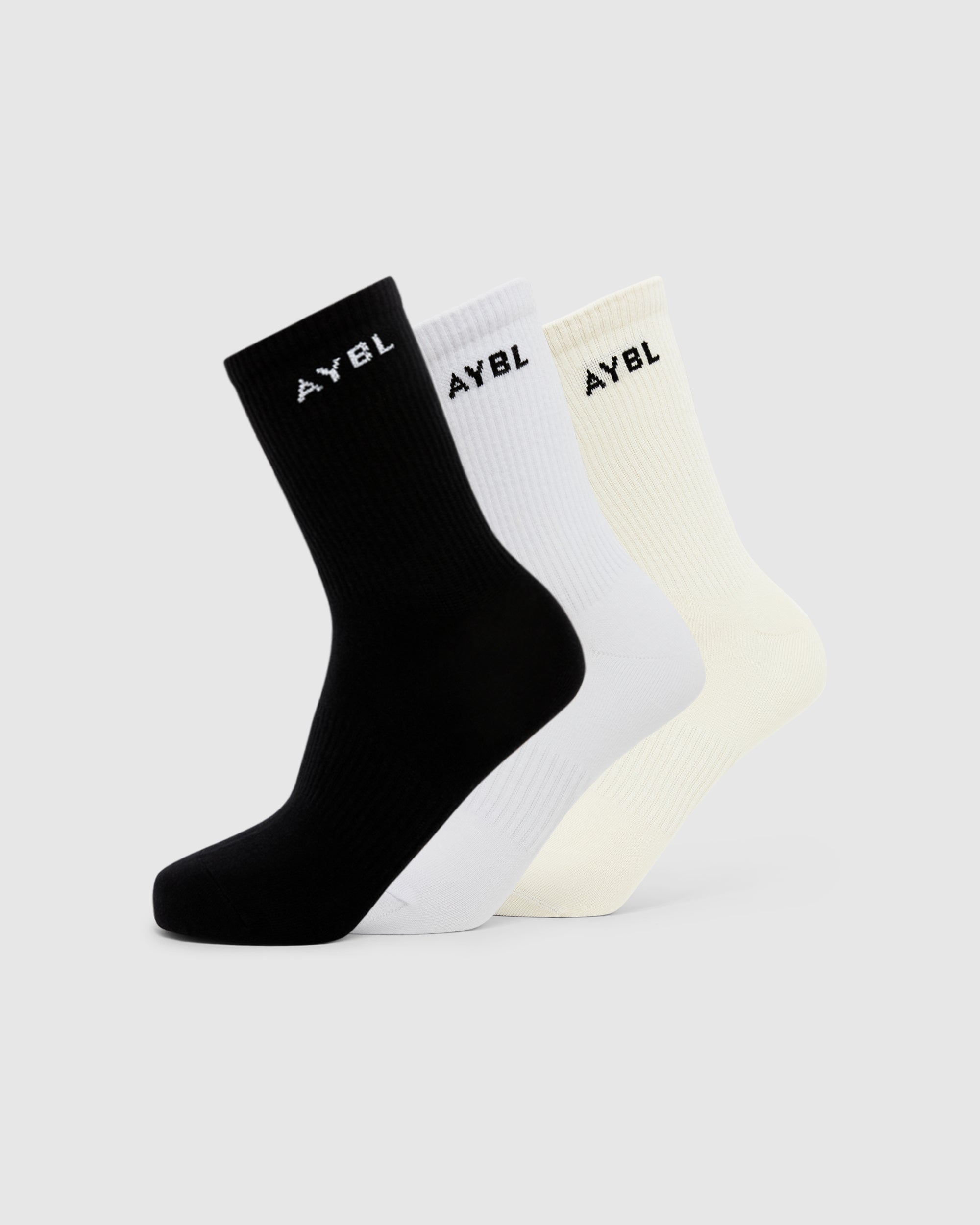 Calcetines de Equipo Diarios (3 Unidades) - Negro/Blanco/Cream
