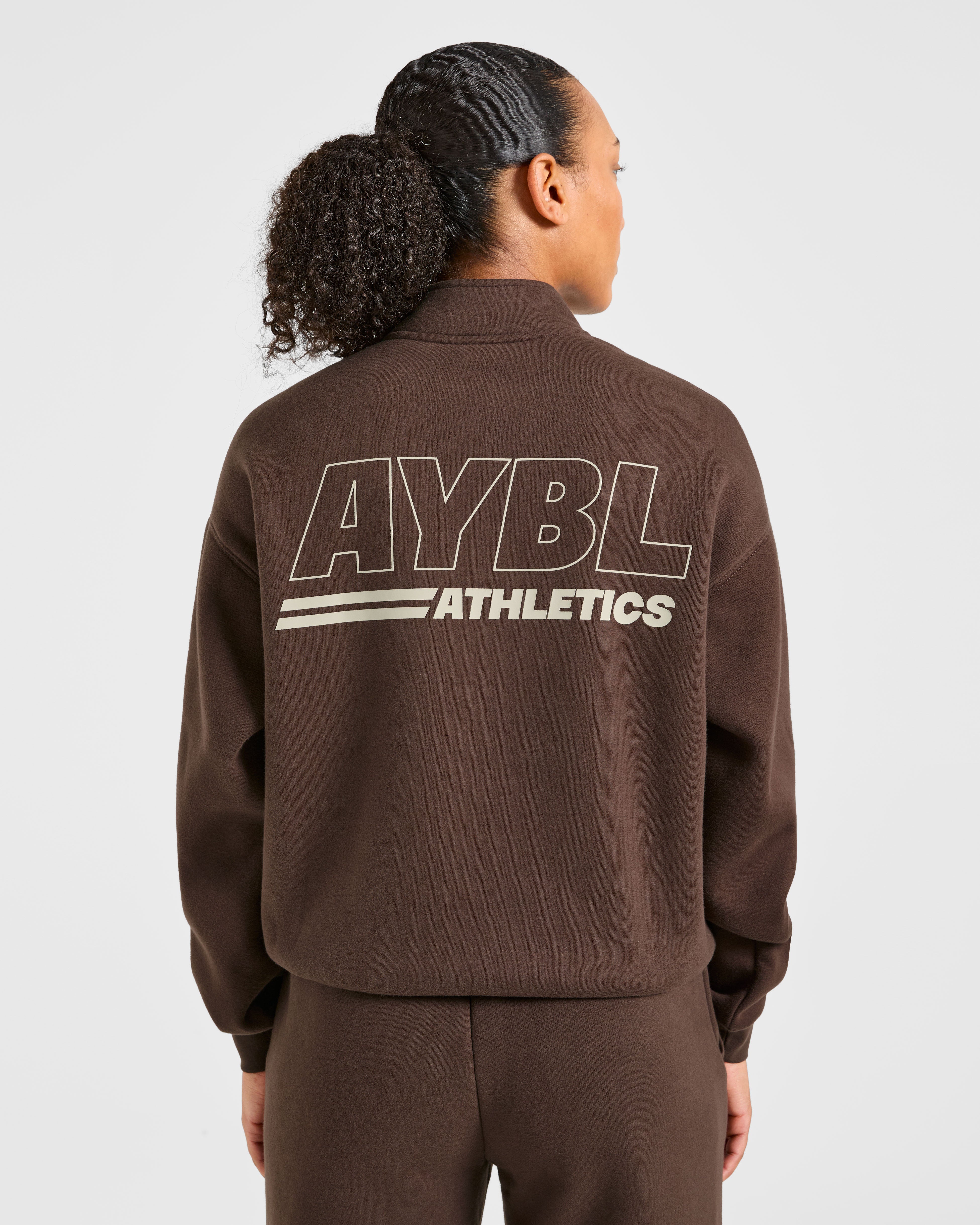 Pulóver Oversized de Pista Deportiva con Cremallera 1/4 - Marrón/Arena