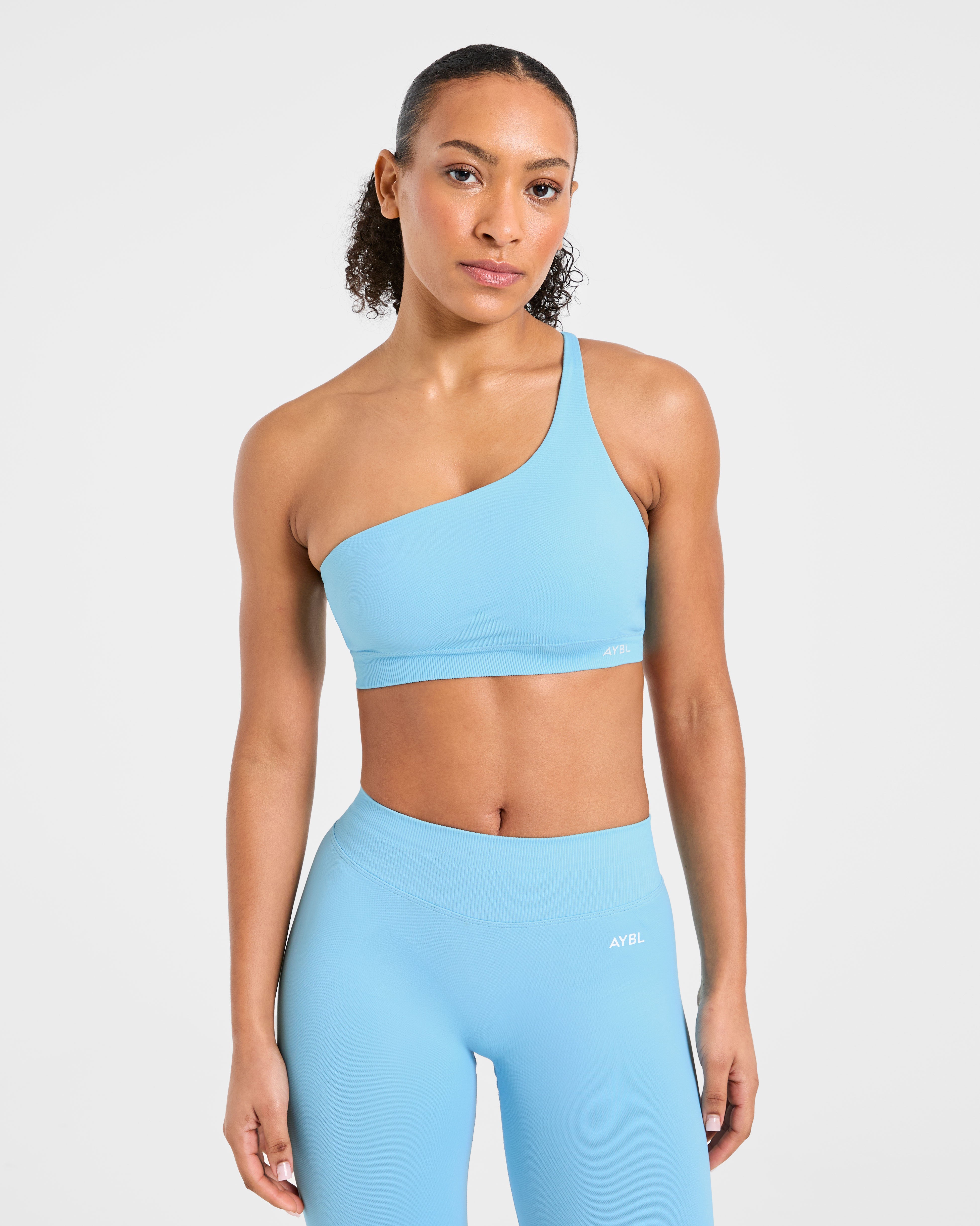 Enhance Bra Deportivo Sin Costuras de Un Solo Hombro - Azul Polvo