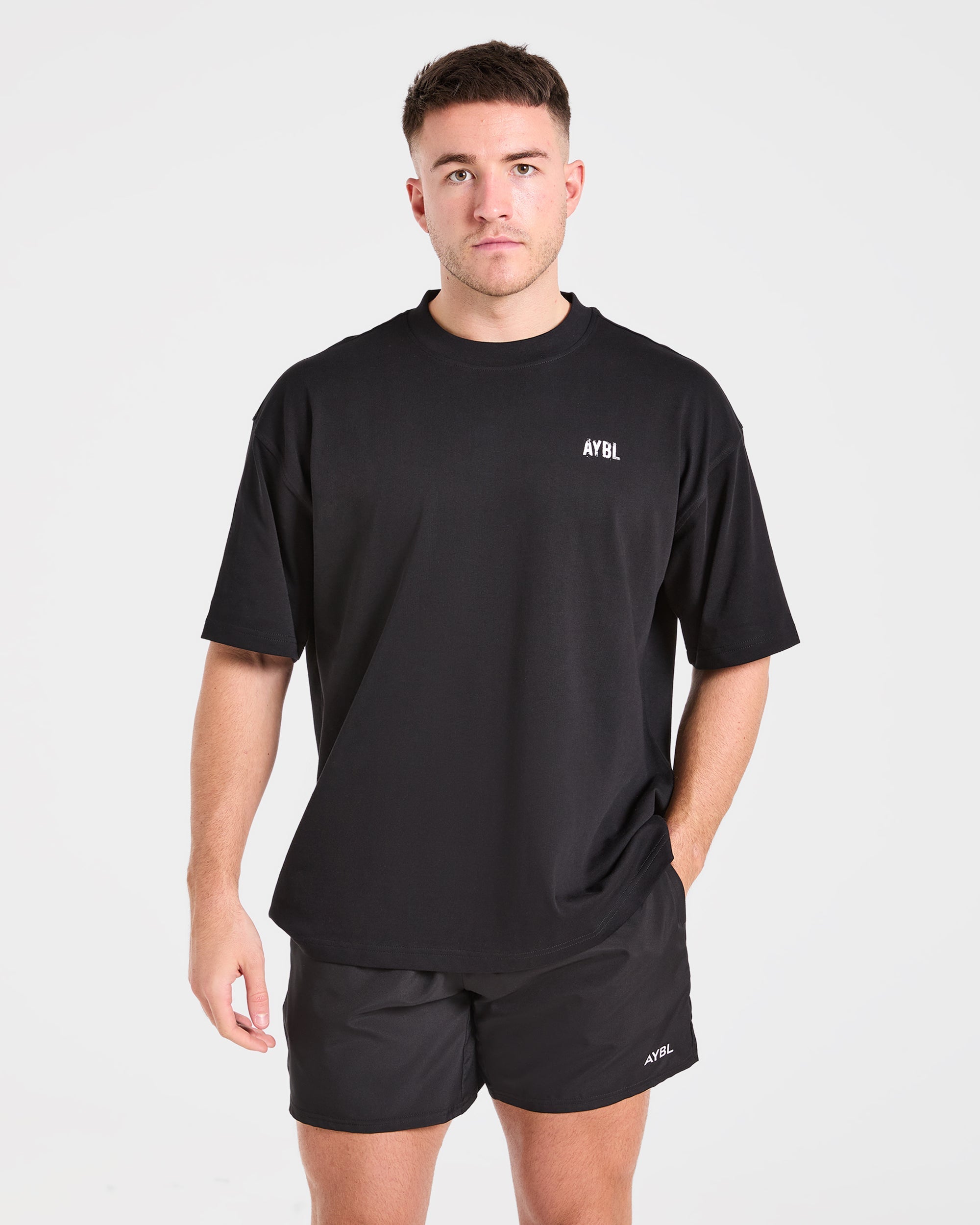 Camiseta Oversized de Tiza para Gimnasio - Negro