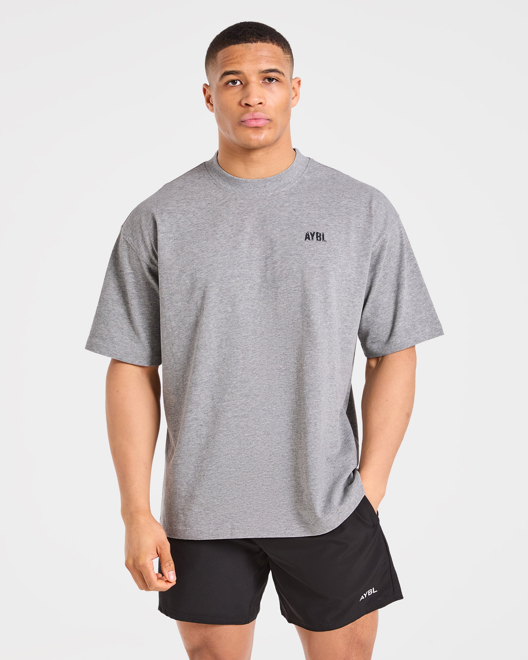 Camiseta Oversized de Tiza para Gimnasio - Gris Claro