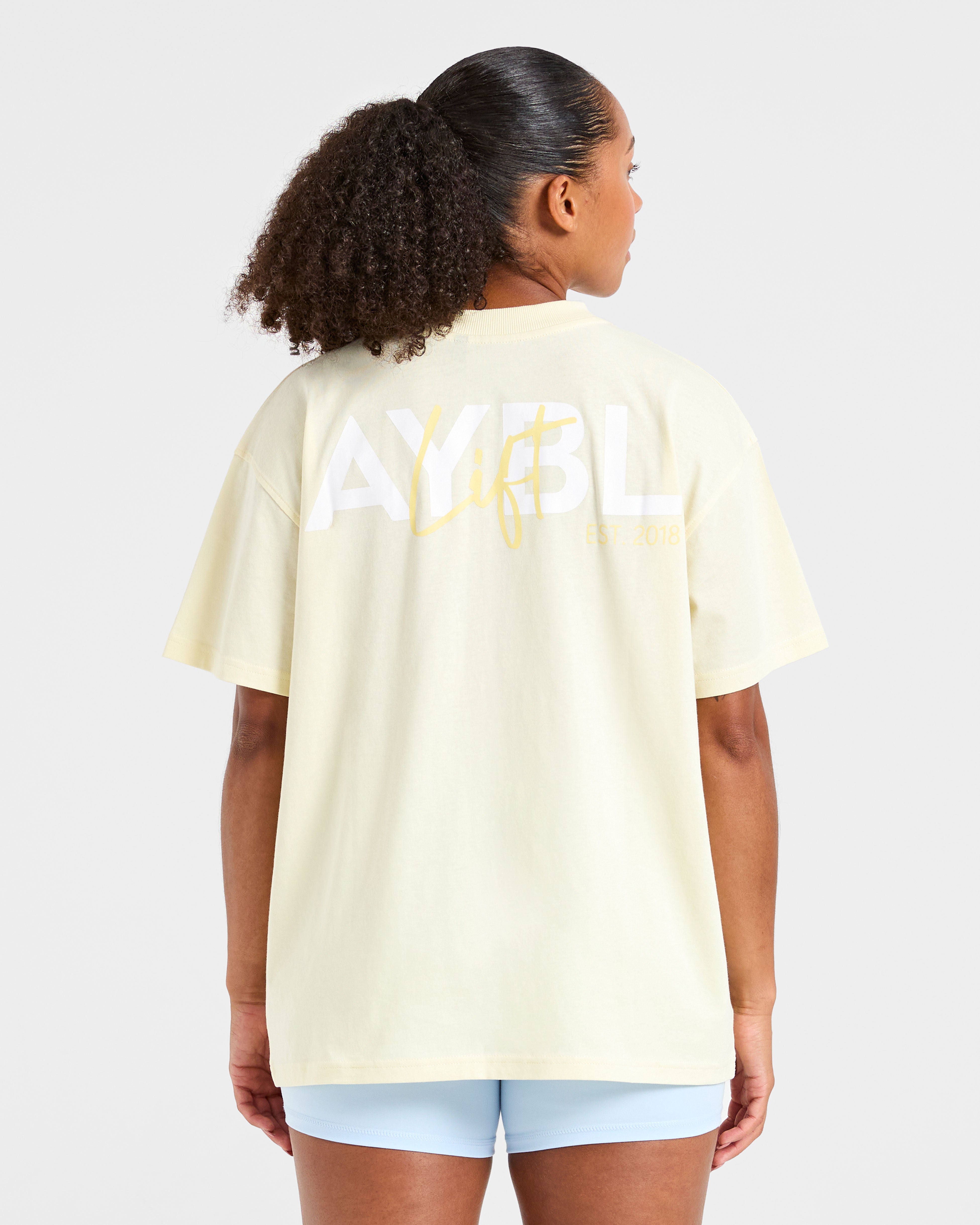 Camiseta Oversized con Estampado Lift - Amarillo Limón