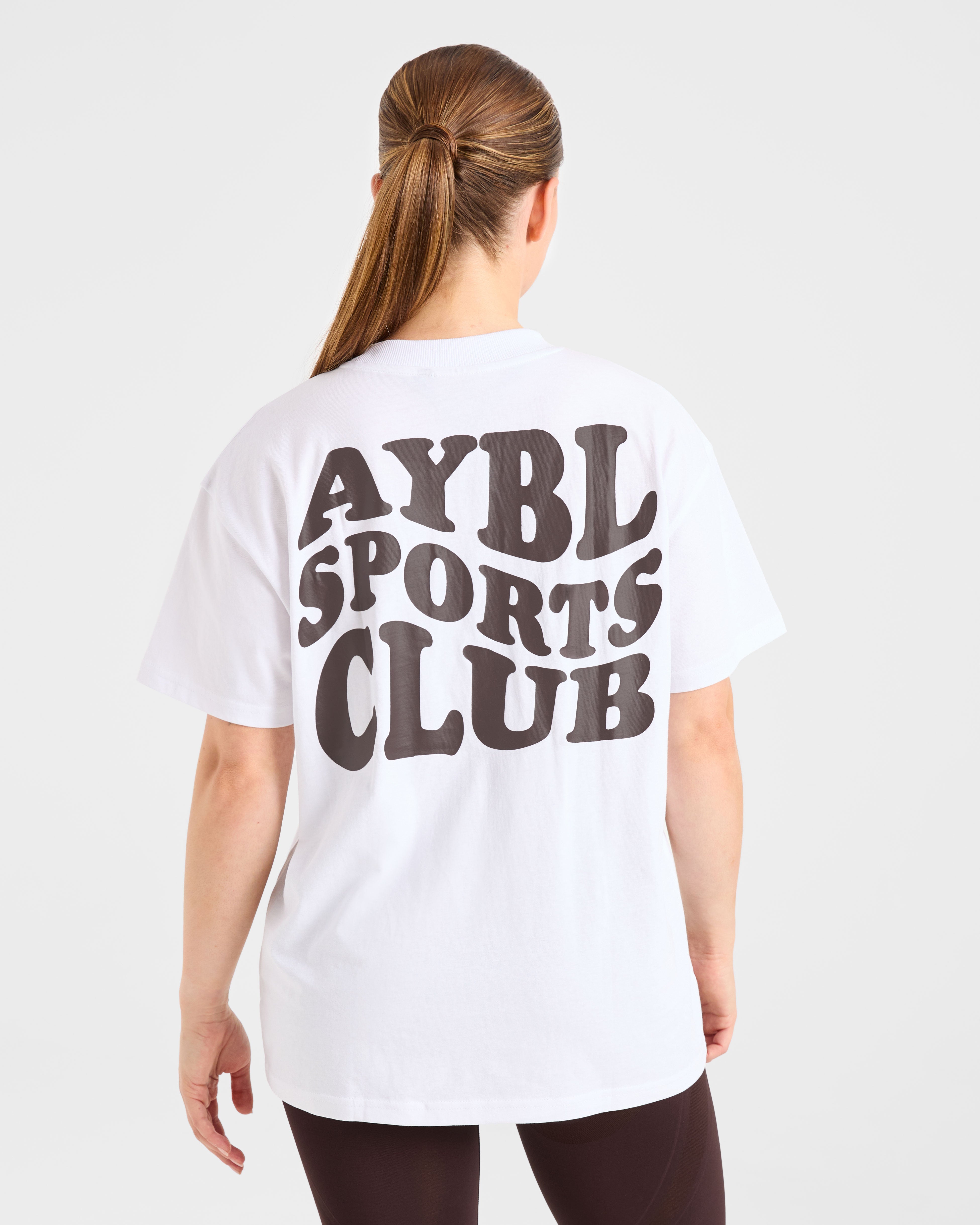 Camiseta Deportes Club Wavy Oversized - Blanco/Cacao Marrón