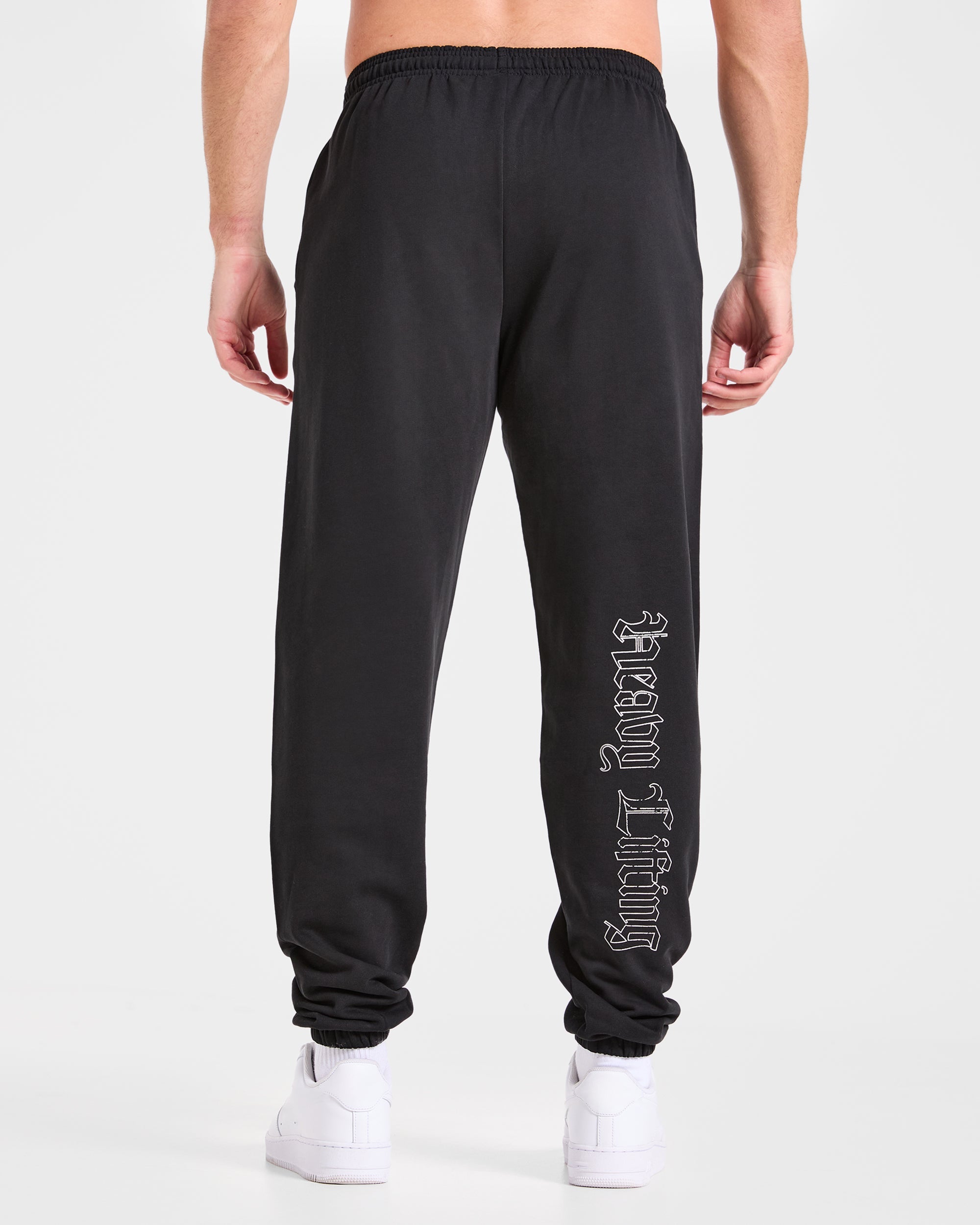 Pantalones Jogger Góticos Oversized para Levantamiento Pesado - Negro/Blanco