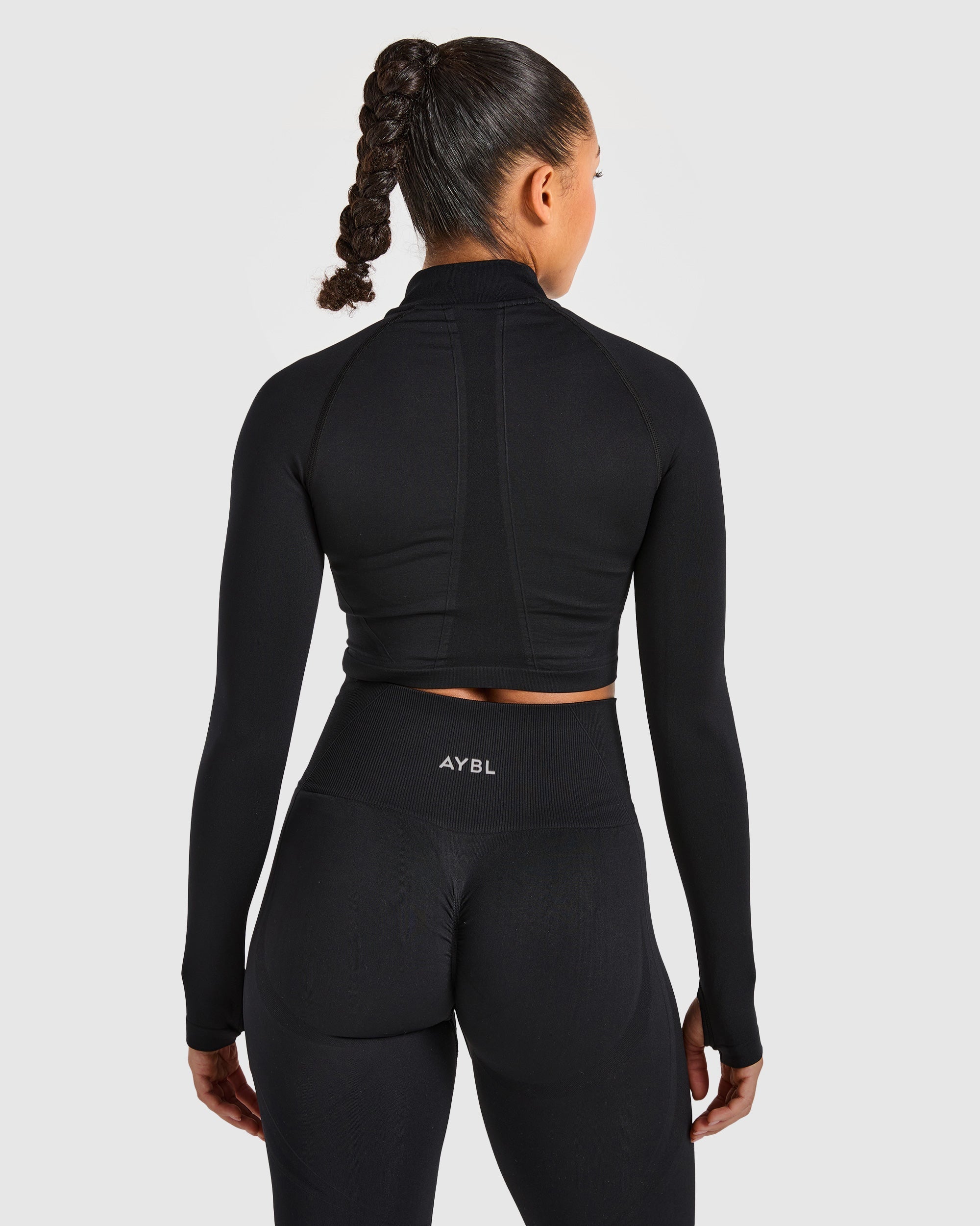Empower Jacket de Manga Larga Sin Costuras con Cremallera - Negro