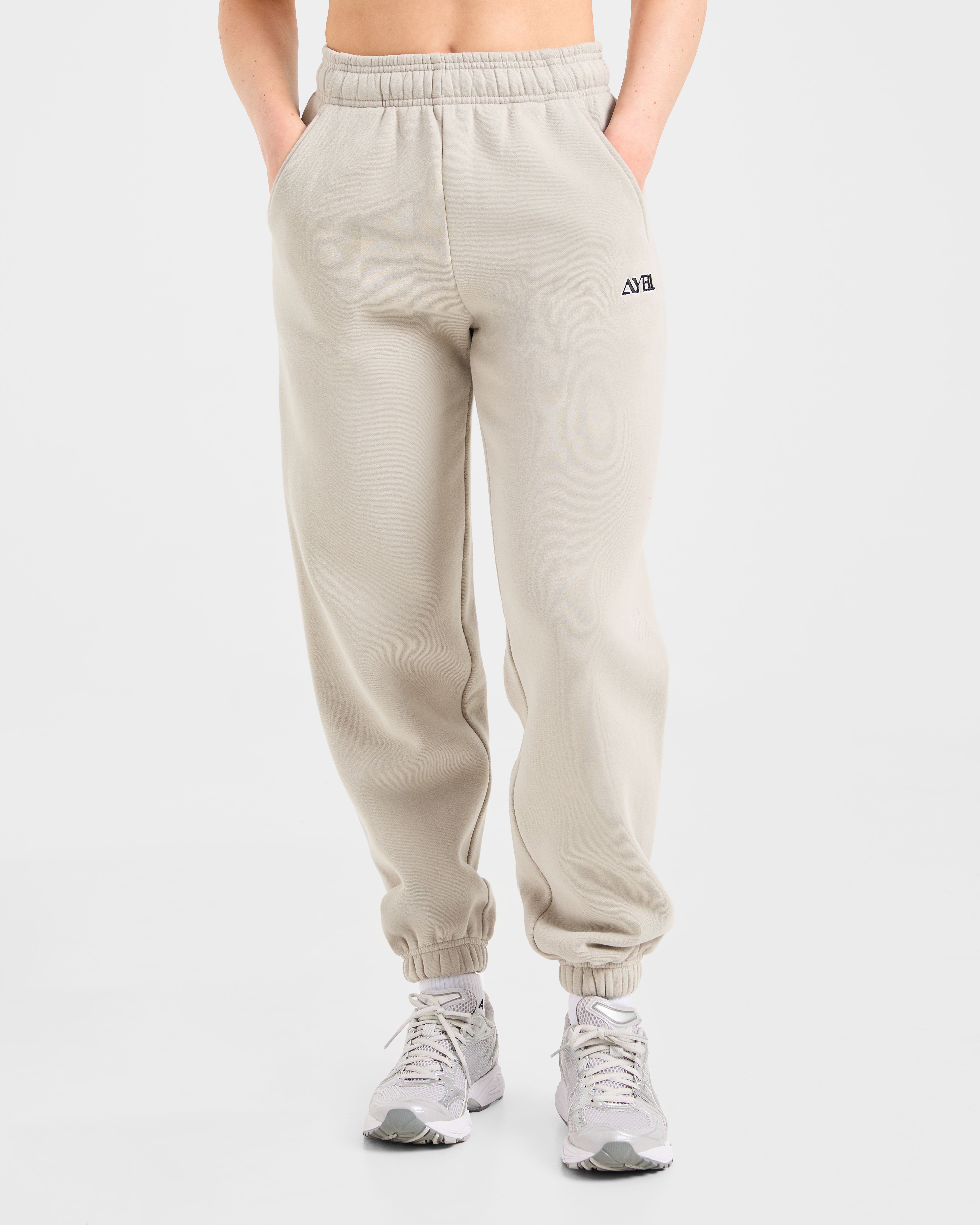 Pantalones Jogger Oversized con Bordado Retro - Gris Taupe