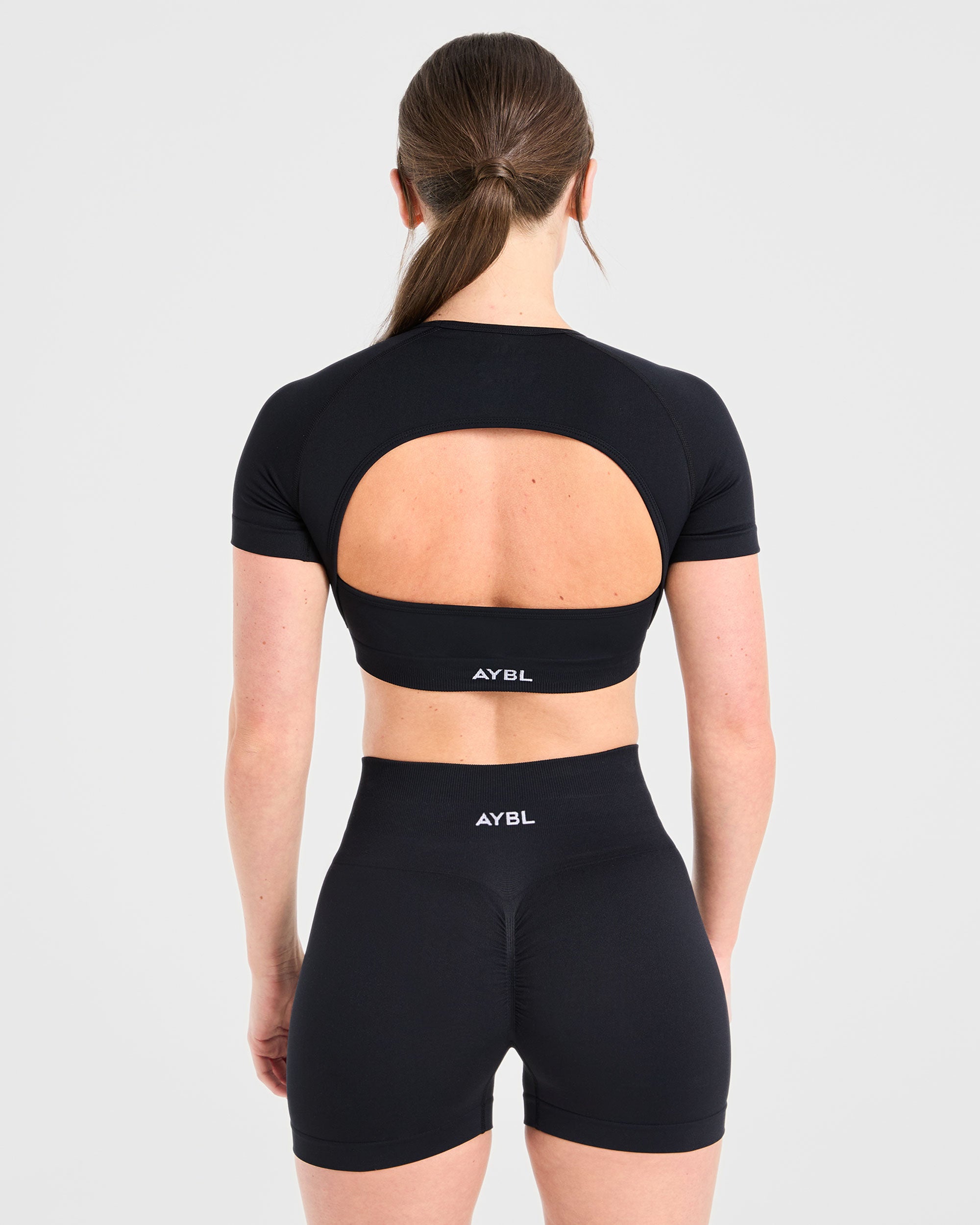 Crop Top Sin Costuras Power - Negro