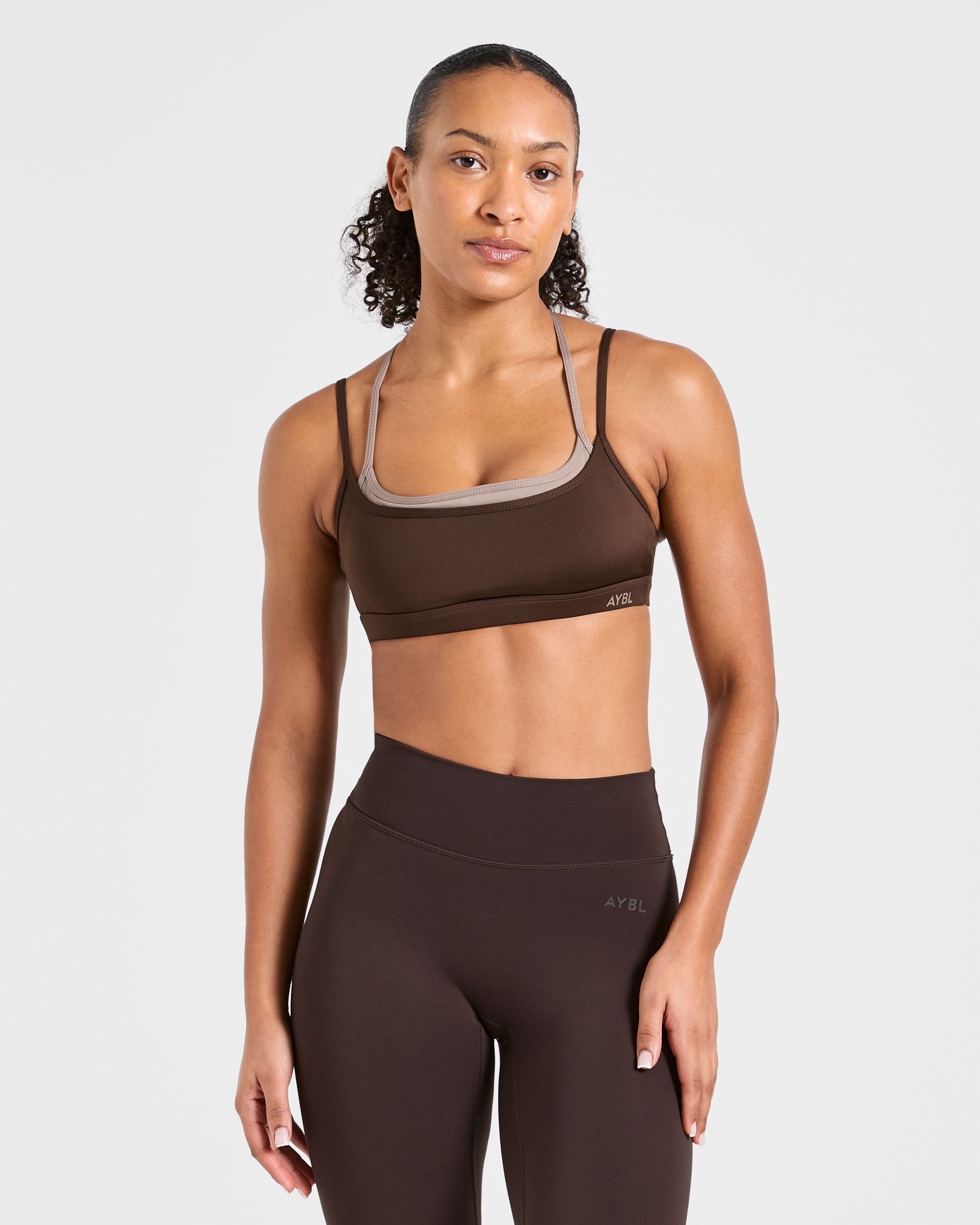 Sports Bra de Doble Capa Esencial - Marrón