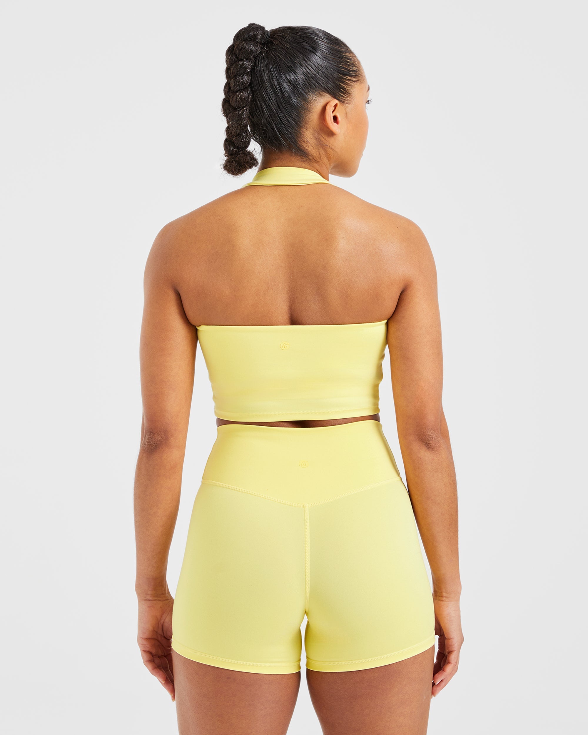 Top Corto de Cuello Halter - Limón Pastel
