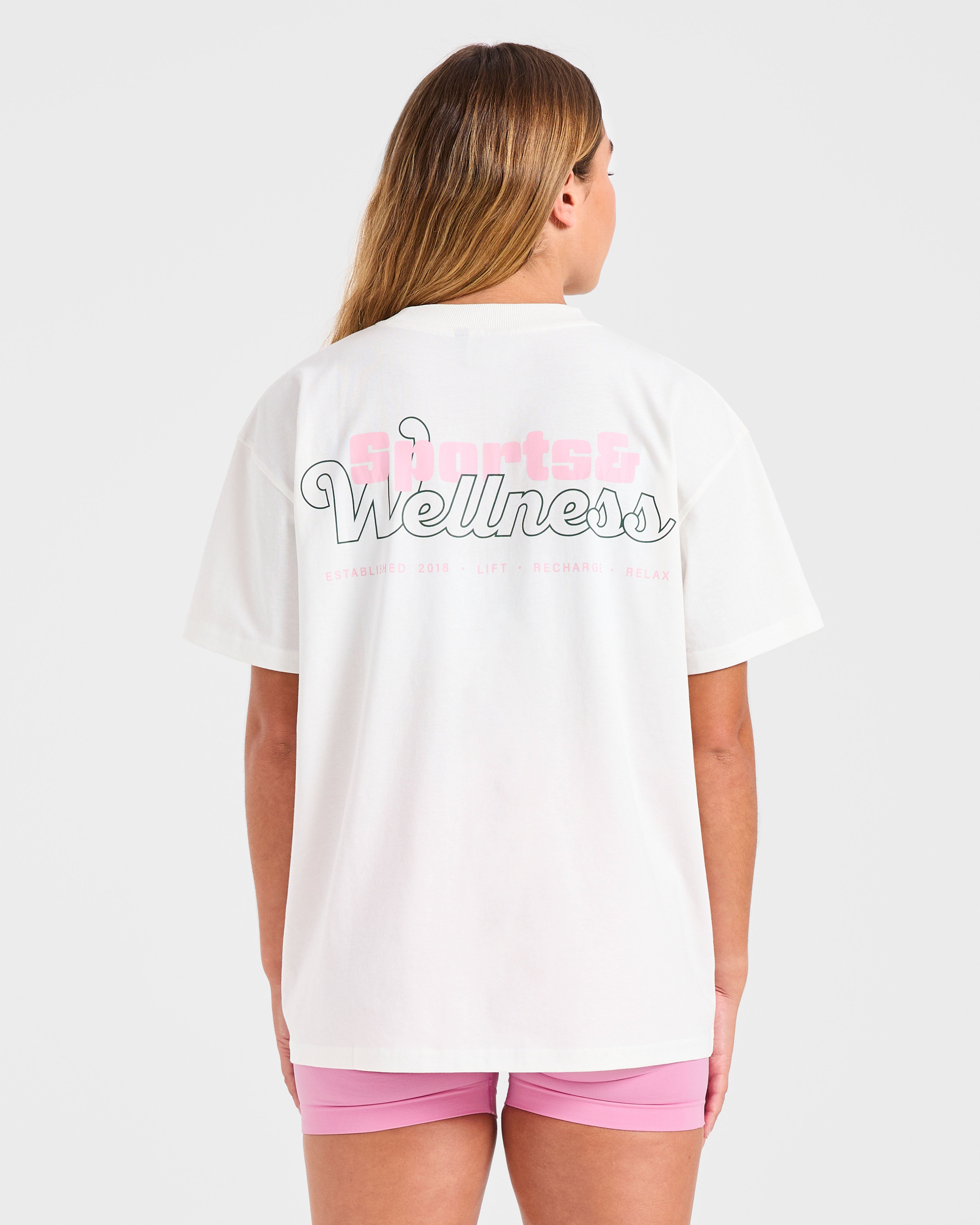 Camiseta Oversized de Bienestar Deportivo - Blanco Oficio