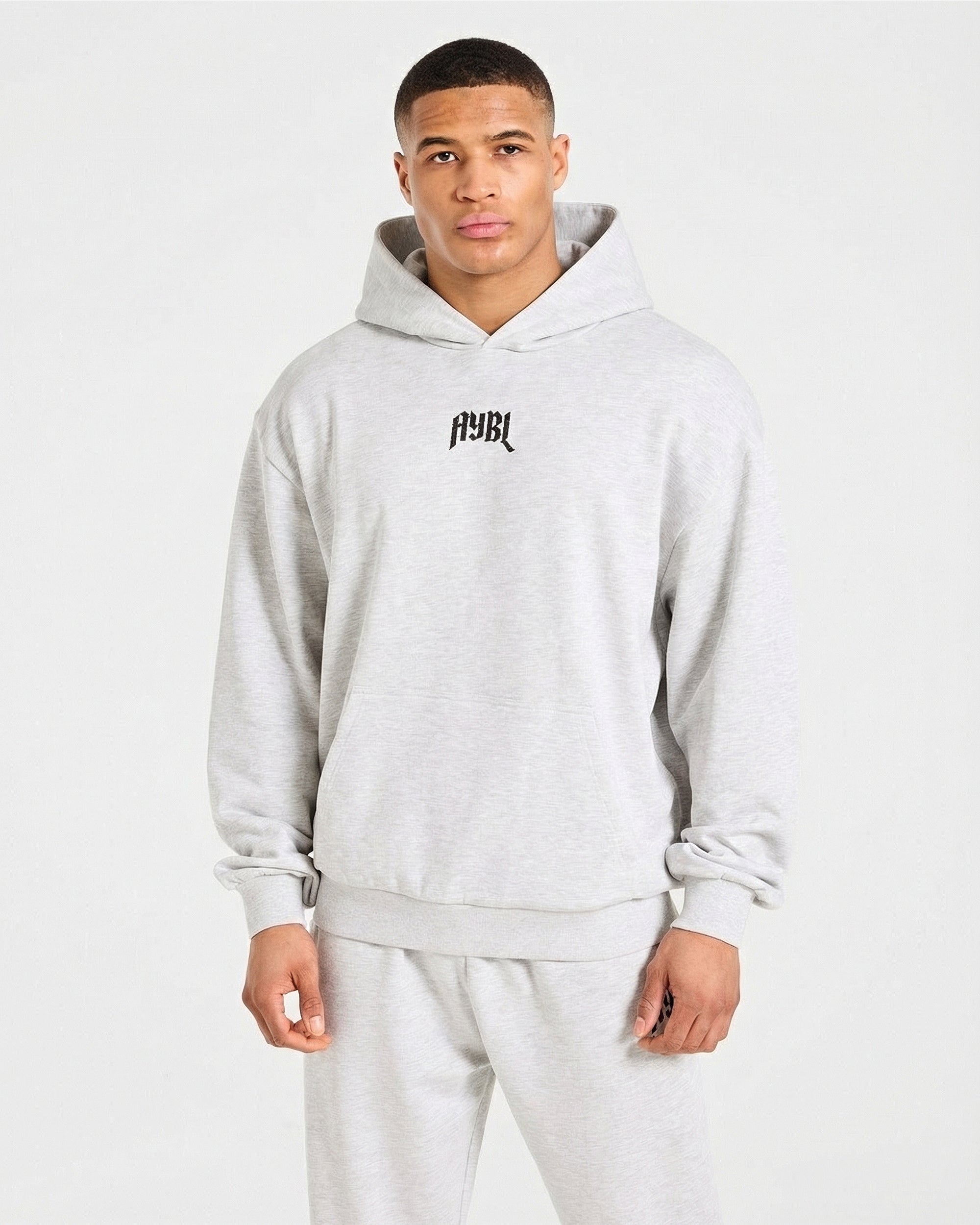 Sudadera Oversized Gótica para Levantamiento de Pesas - Gris Marfil