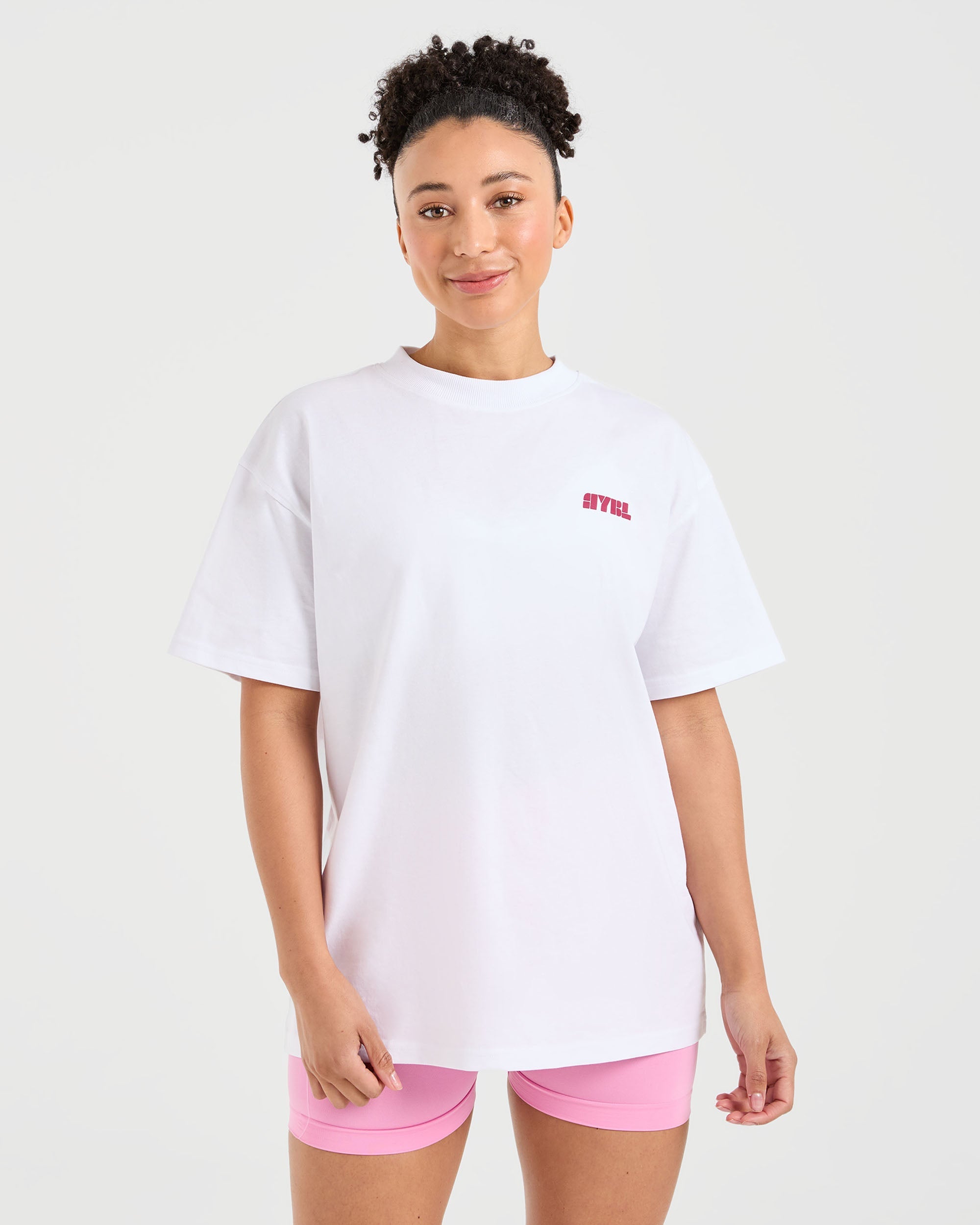 Camiseta Oversized Retro de Atletismo - Blanco