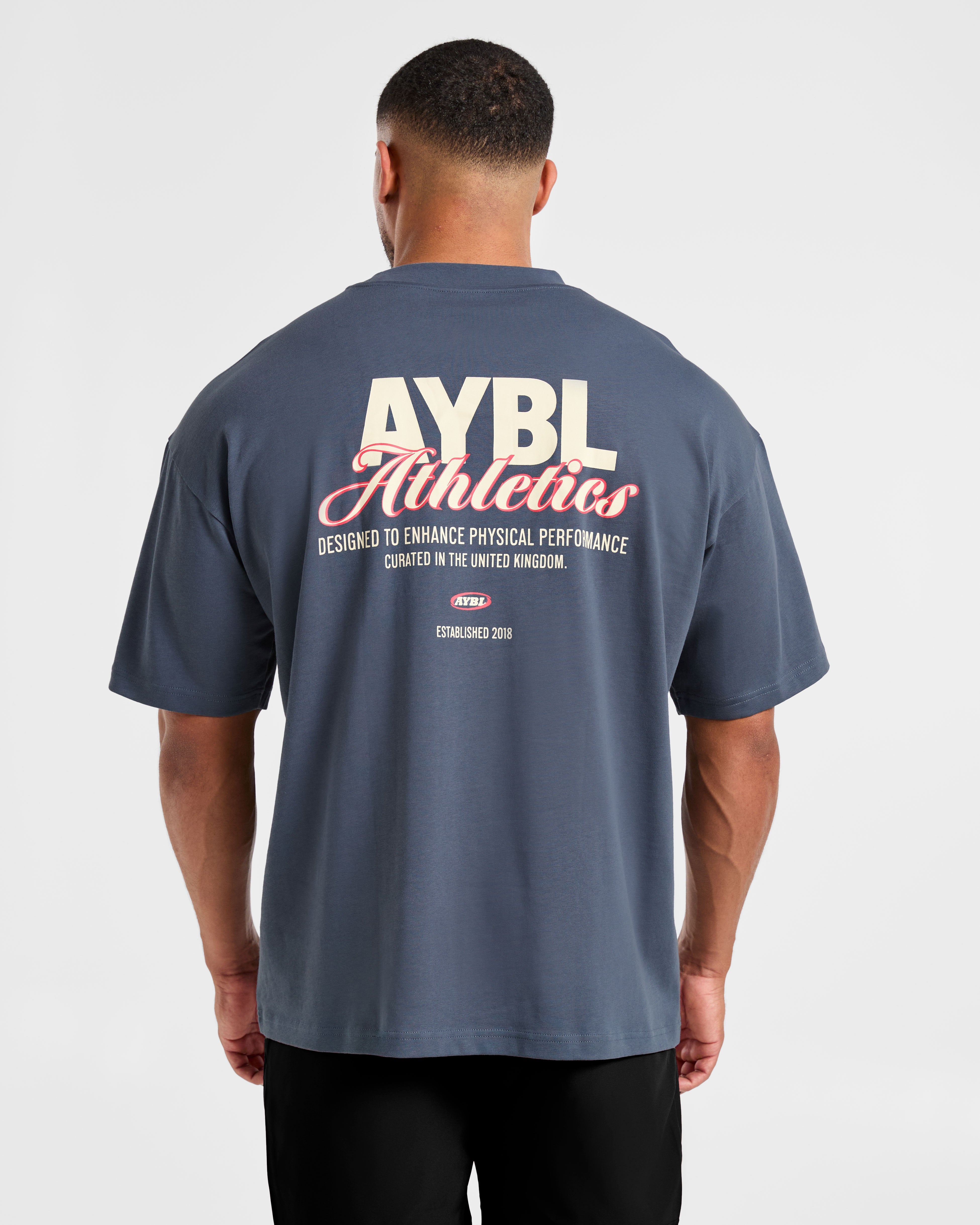 Camiseta Oversized con Estilo Athletics - Azul Vintage