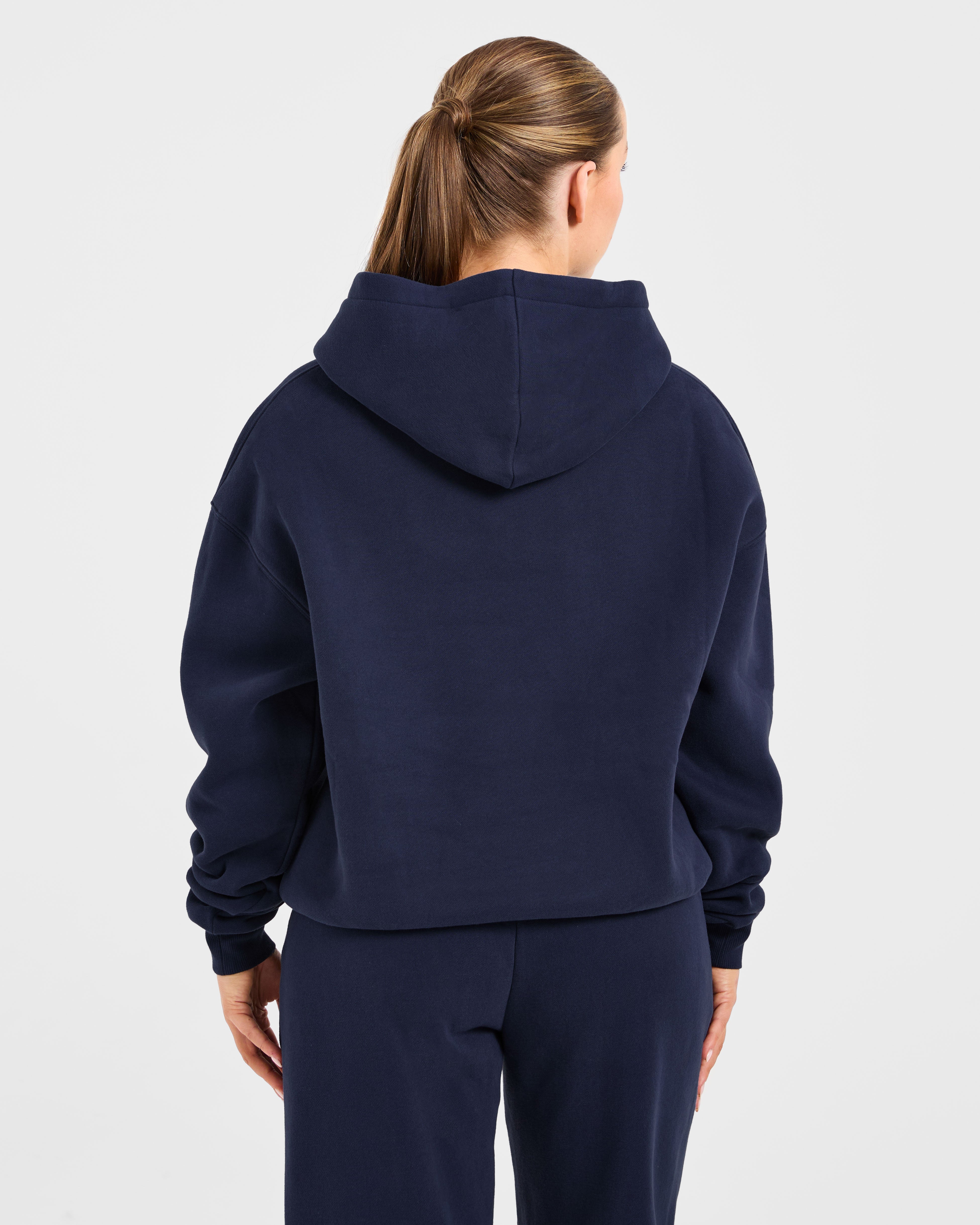 Sudadera Oversized Estampada Retro - Azul Marino