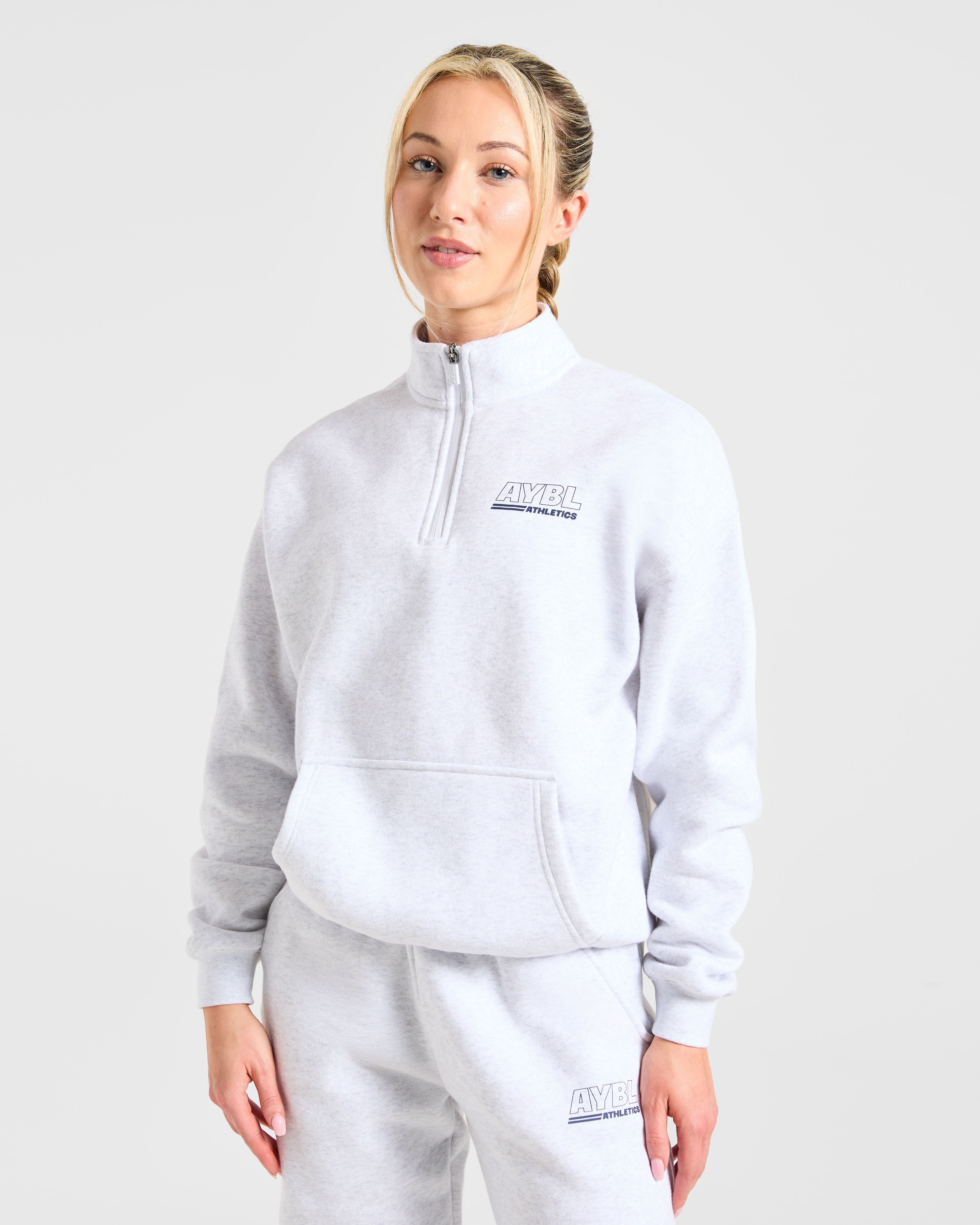 Chándal de Pista Deportiva Oversized con Cremallera 1/4 - Gris Hevea/Navy