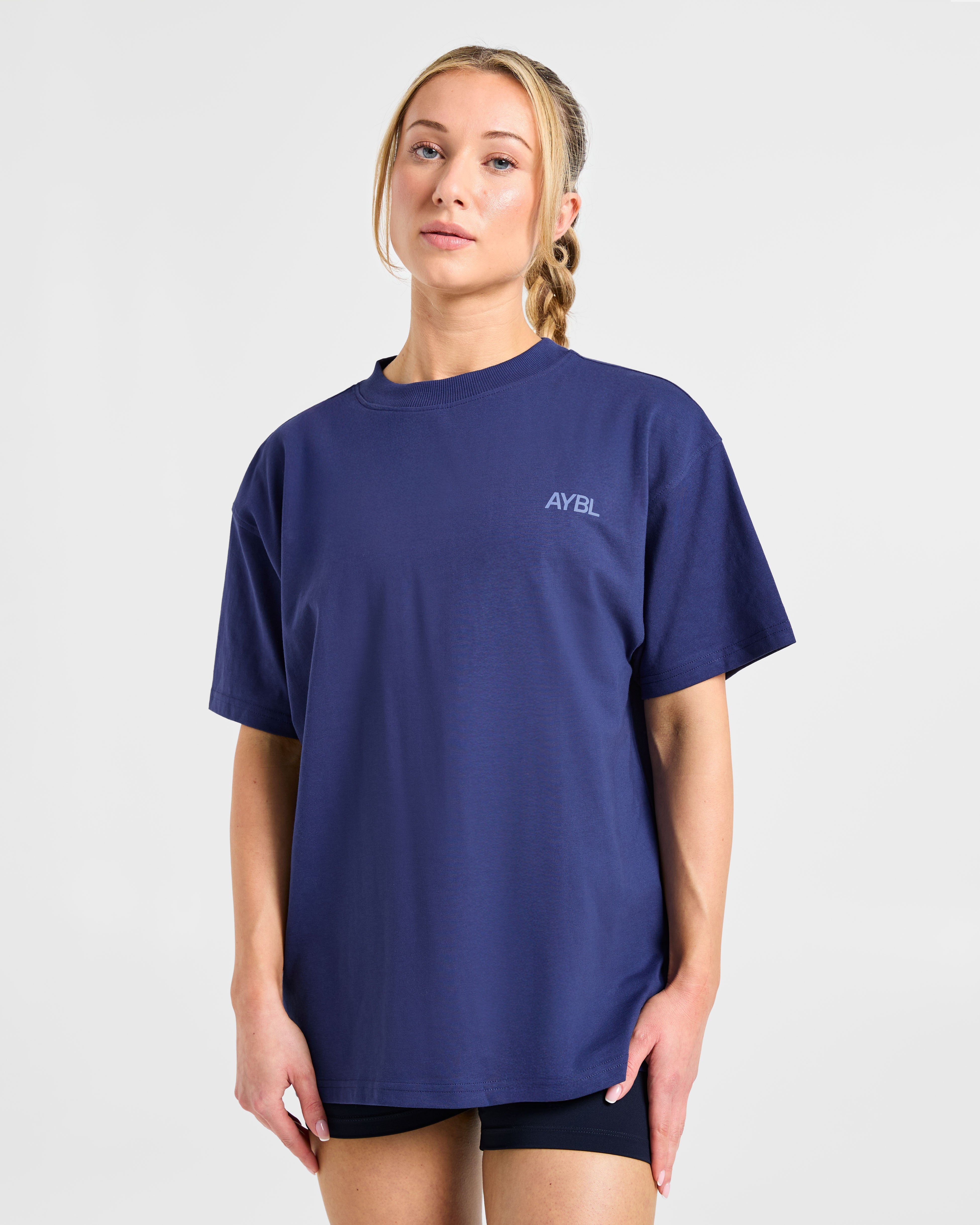 Camiseta Oversized Sport Society - Azul Marino Apagado