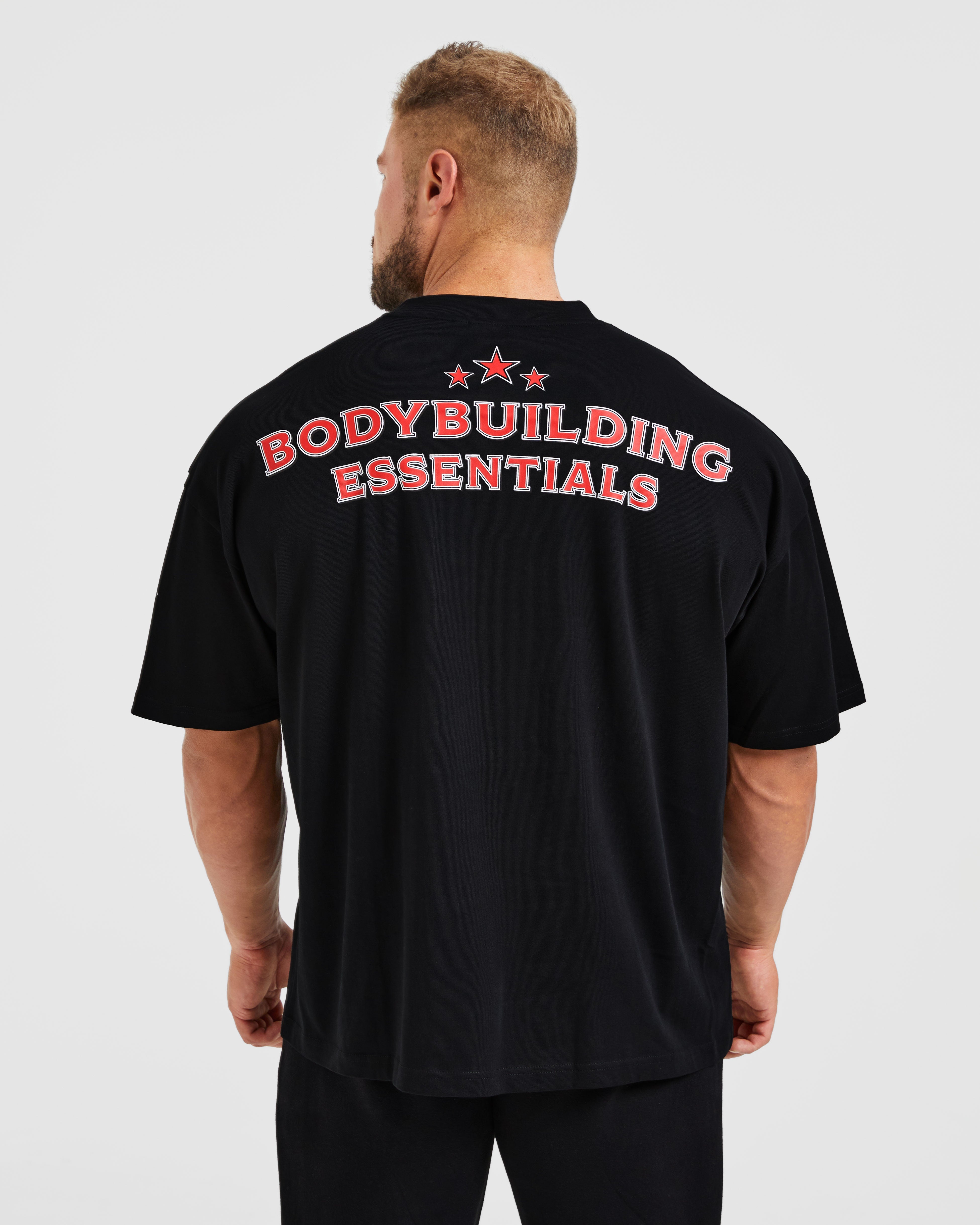 Camiseta Oversized Wesley Vissers X Body Building Essentials - Negro/Rojo