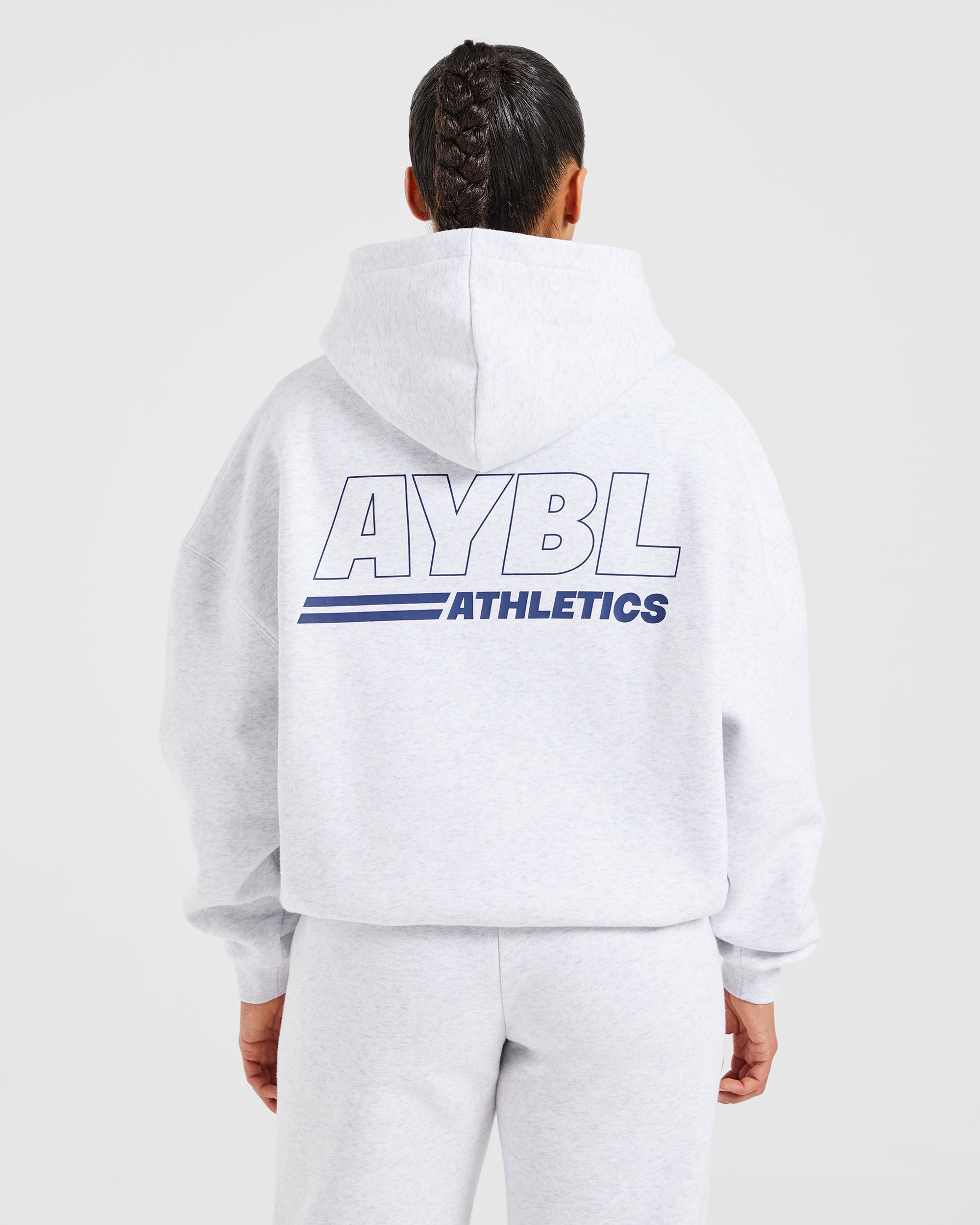 Sudadera Oversized de Pista Deportiva - Gris Helecho/Azul Marino