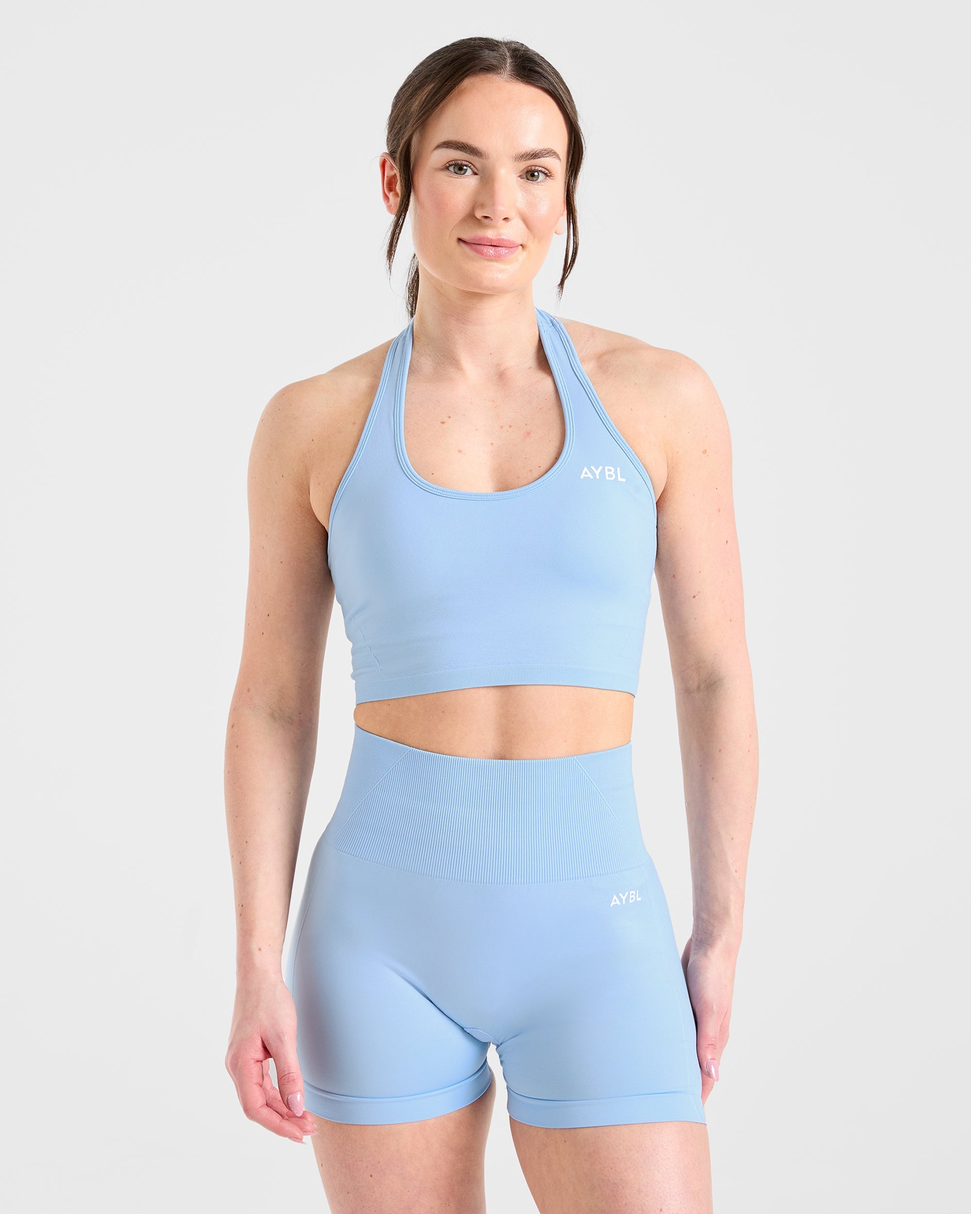 Empower Top Corto Sin Costuras de Tirantes - Azul Cielo