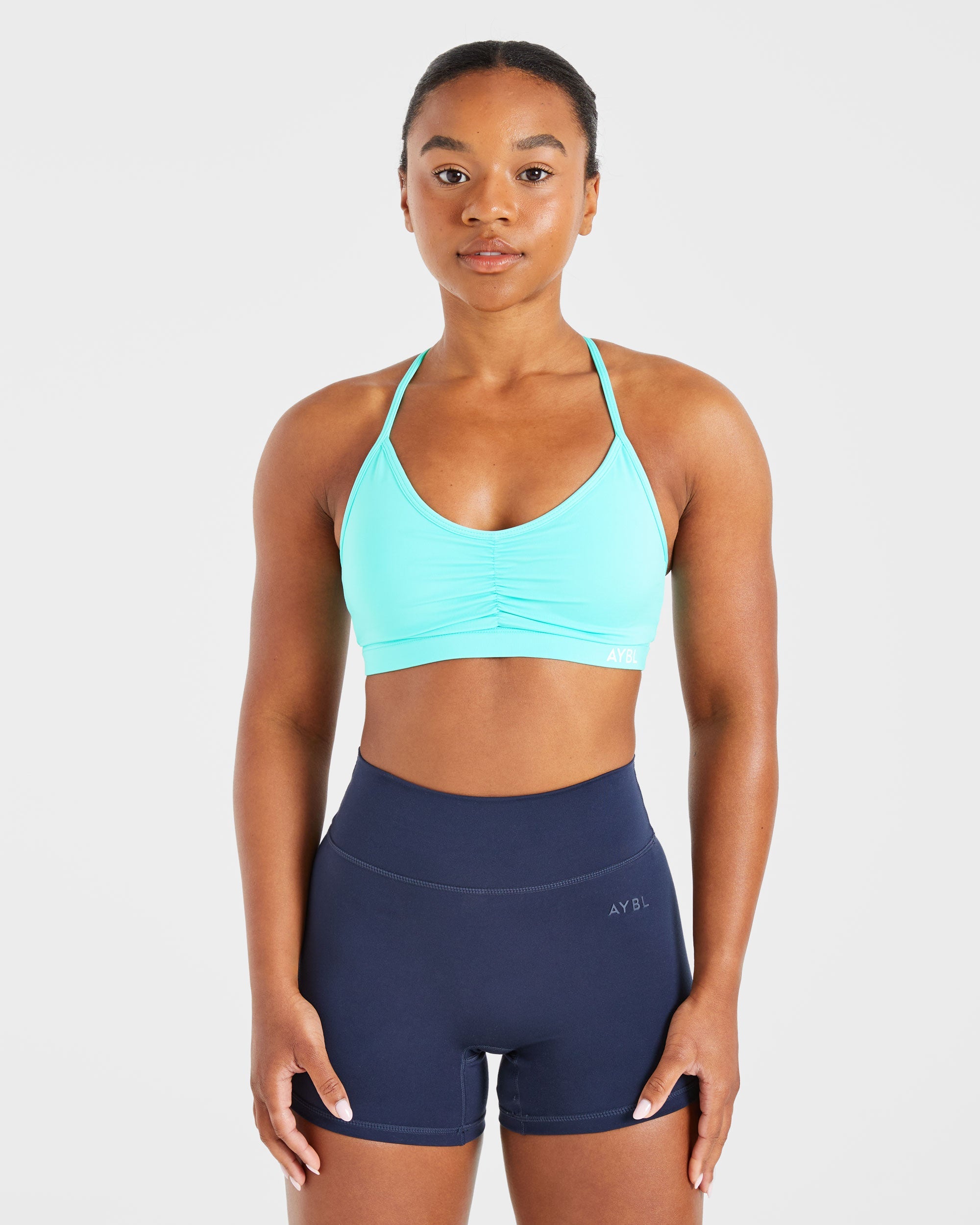 Sports Bra Ruched Esencial - Azul Agua