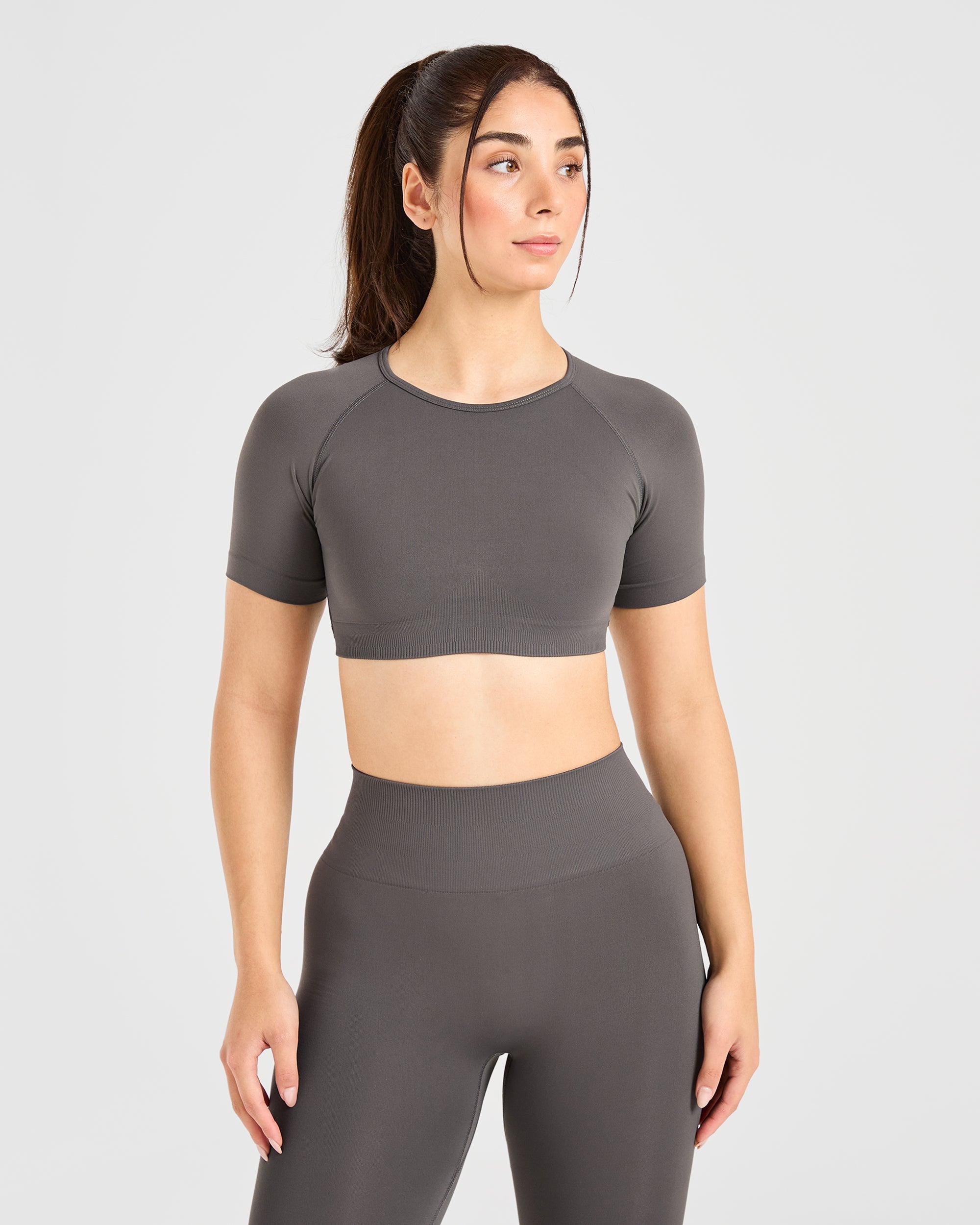 Crop Top Sin Costuras Power - Gris