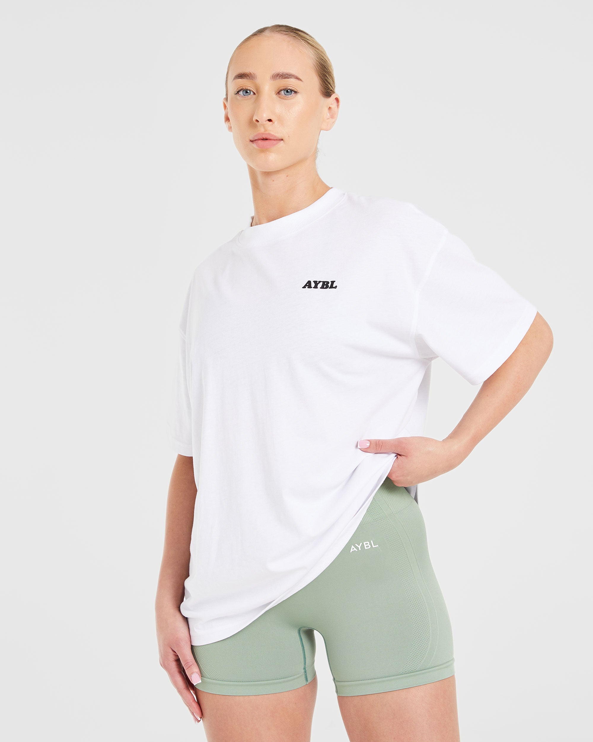 Camiseta Deportes Club Ondulada de Corte Amplio - Blanco