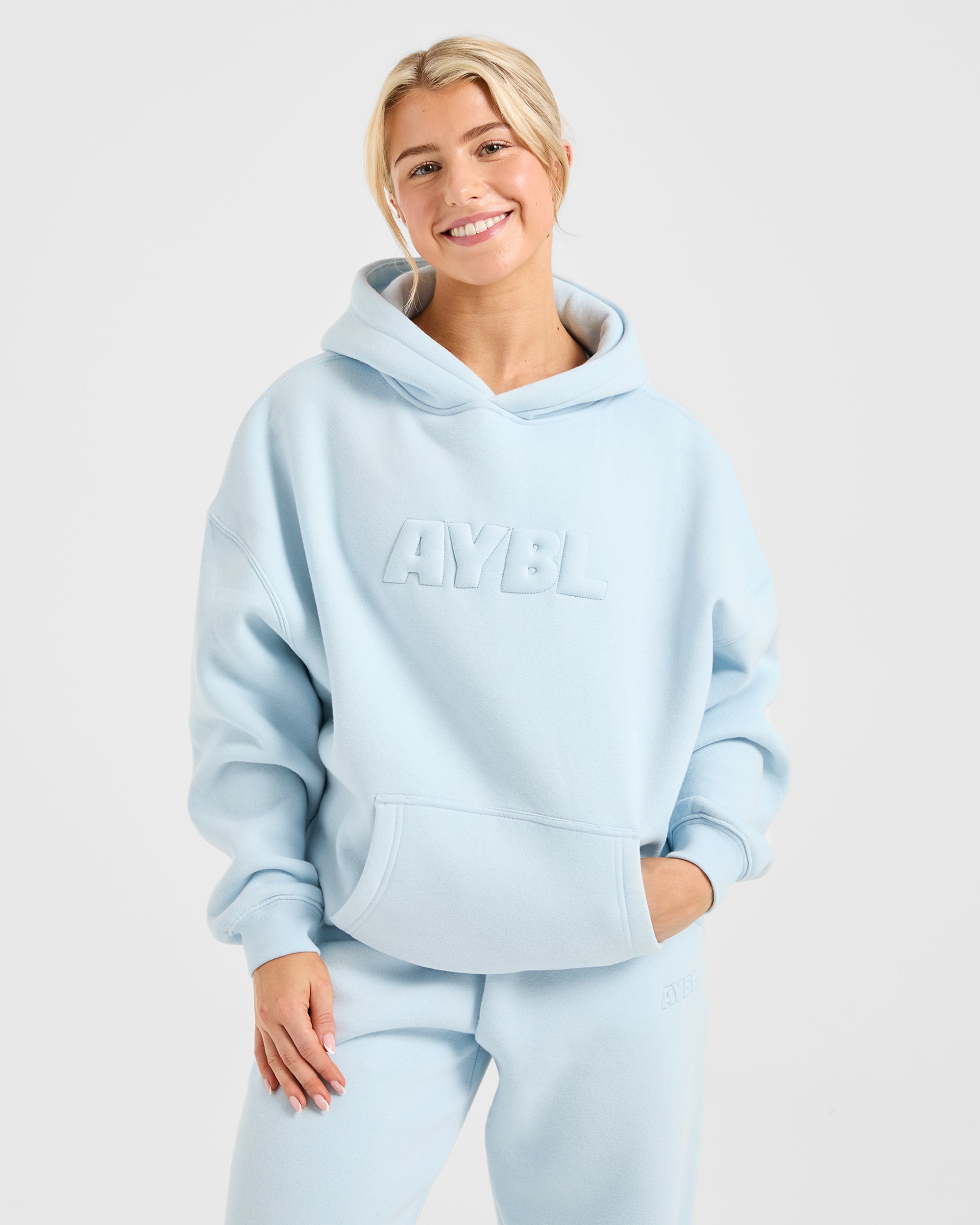 Sudadera Clásica de Punto Suave y Amplia - Azul Pastel